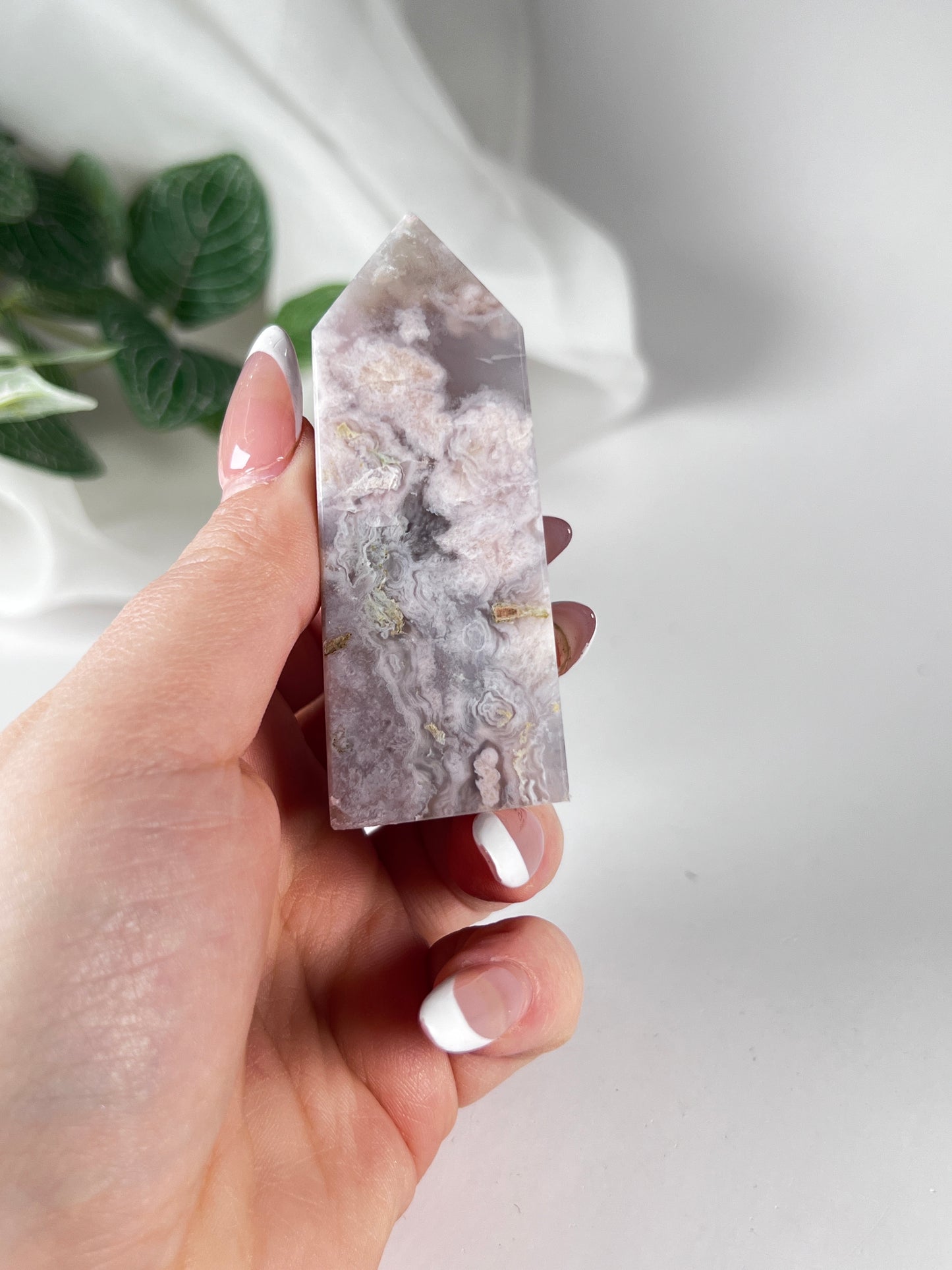 Flower agate obelisk