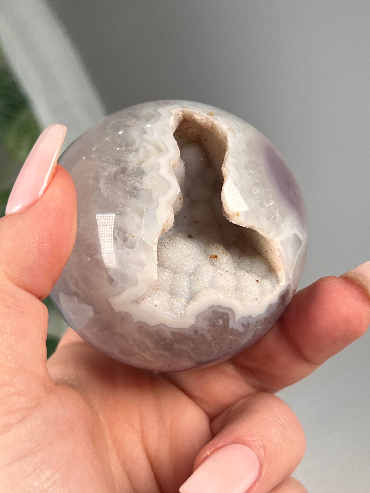 Black flower agate sphere druzy *RARE*