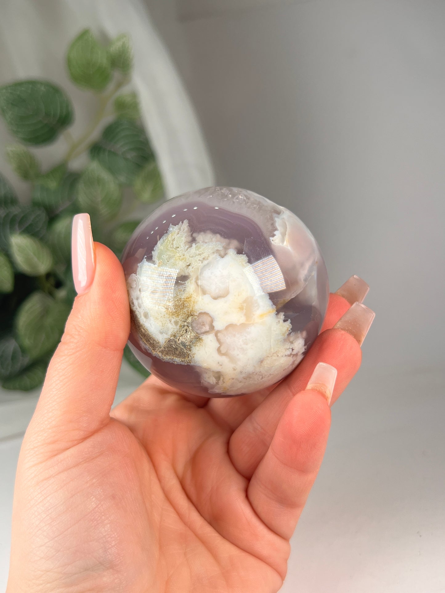 Black flower agate sphere druzy *RARE*