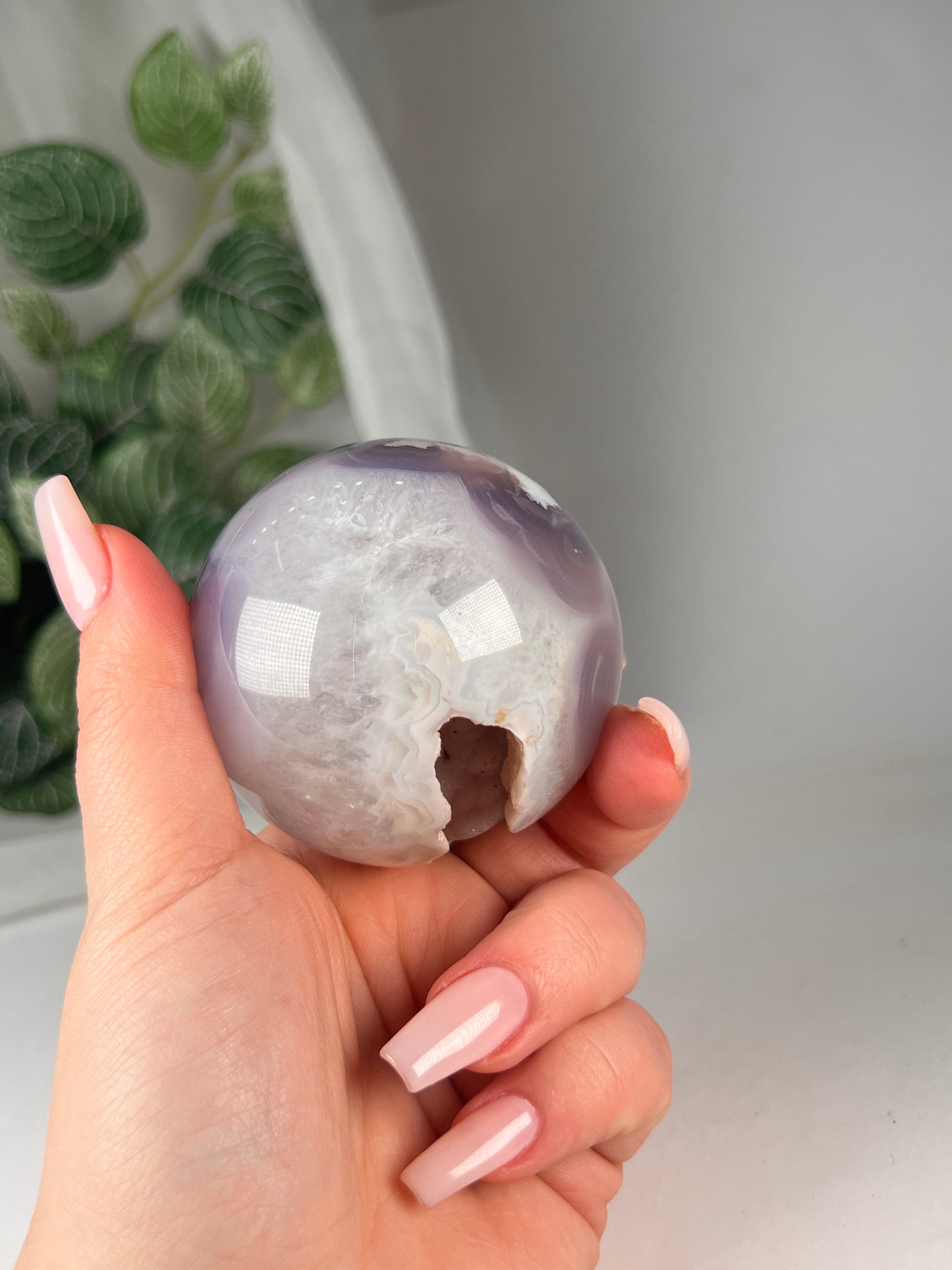 Black flower agate sphere druzy *RARE*