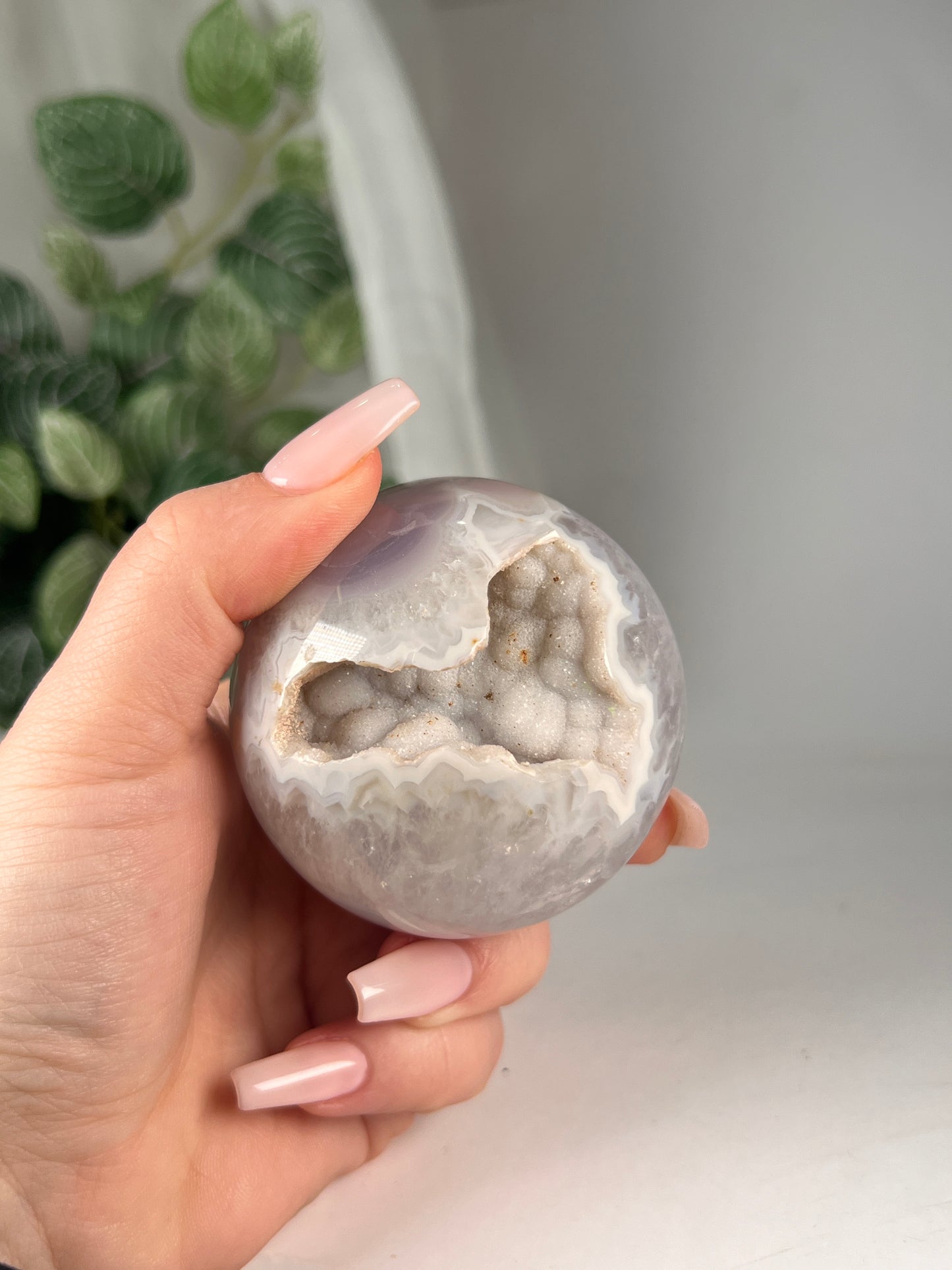 Black flower agate sphere druzy *RARE*