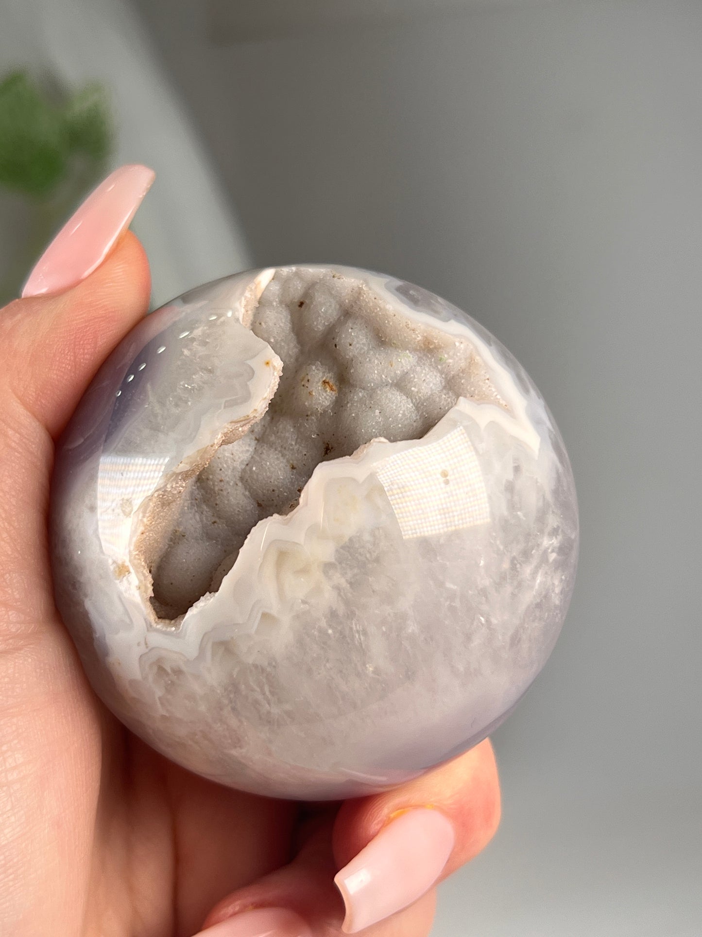 Black flower agate sphere druzy *RARE*
