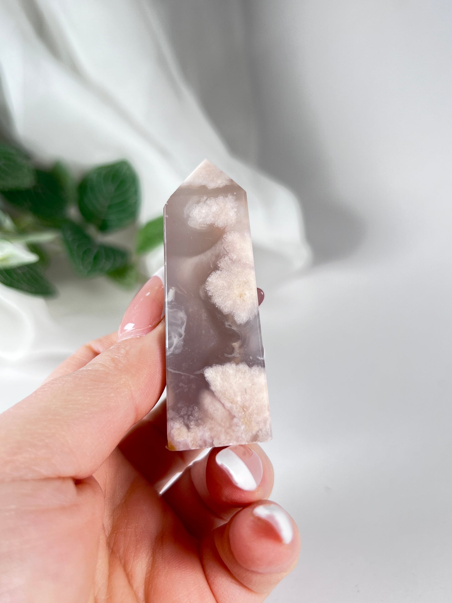 Flower agate obelisk