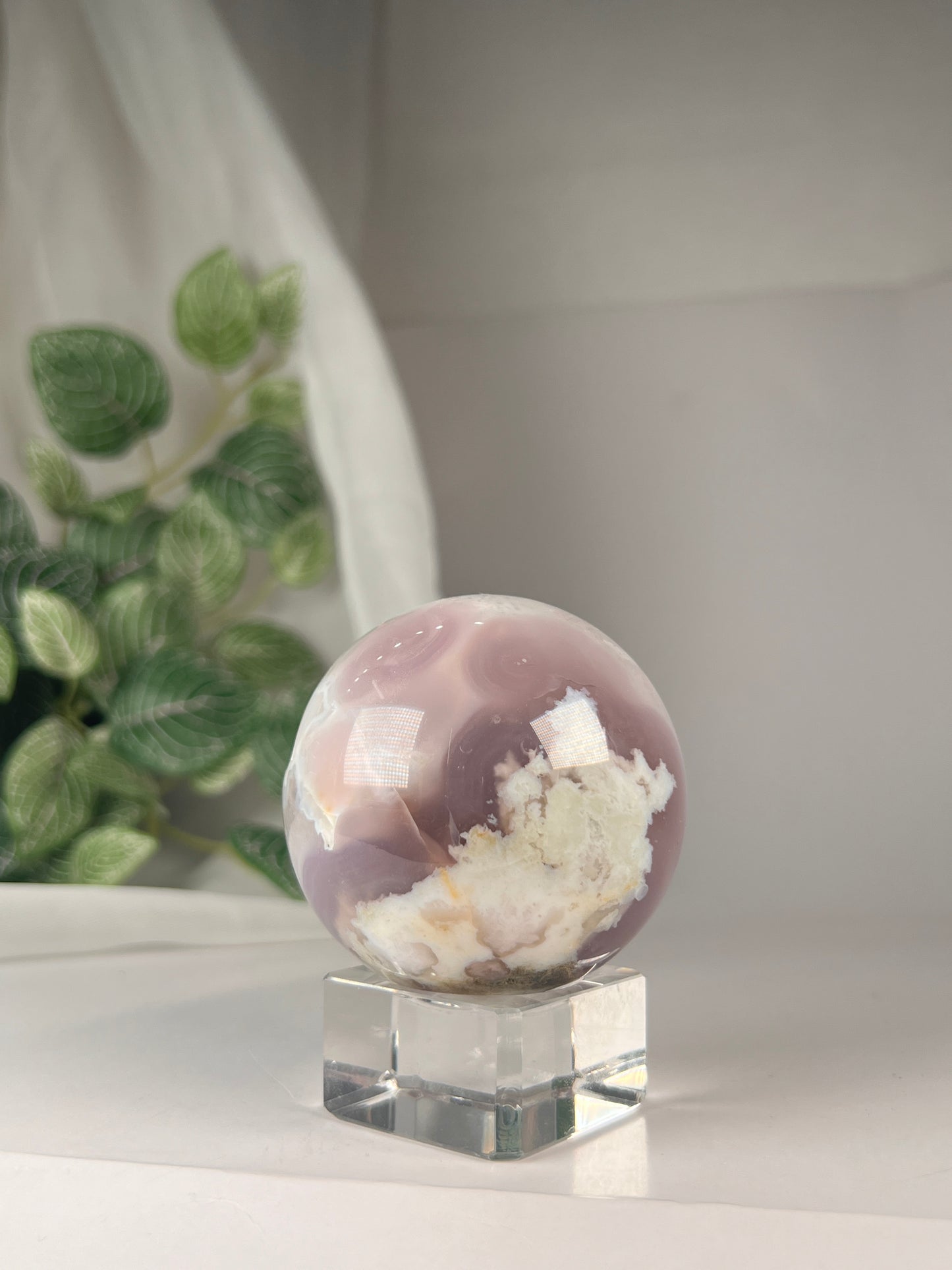 Black flower agate sphere druzy *RARE*