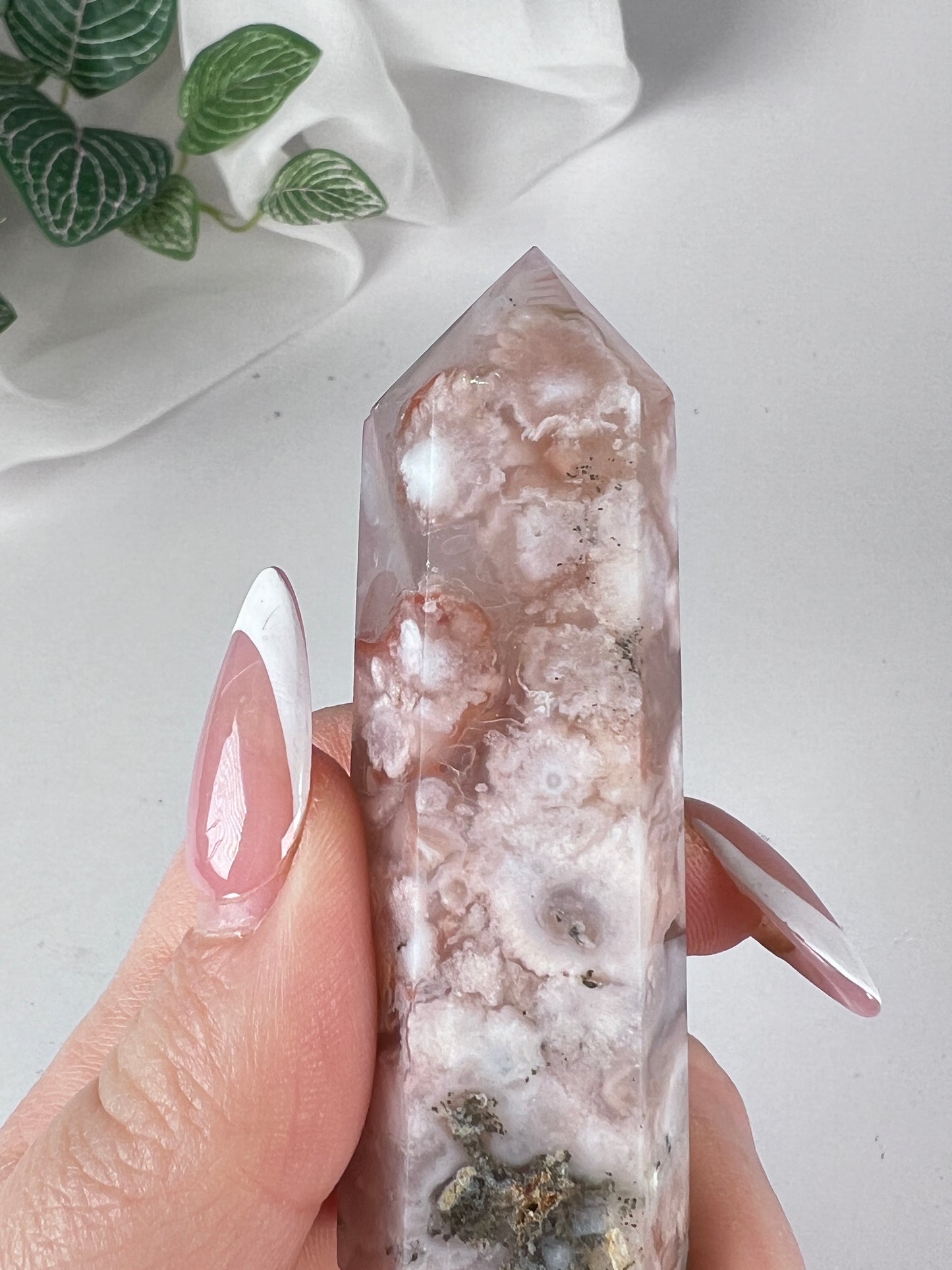 Flower agate obelisk