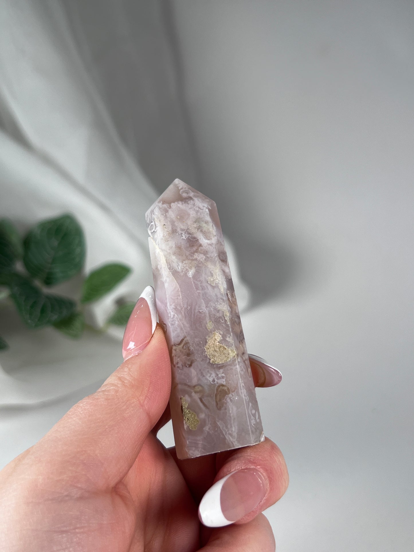Flower agate obelisk