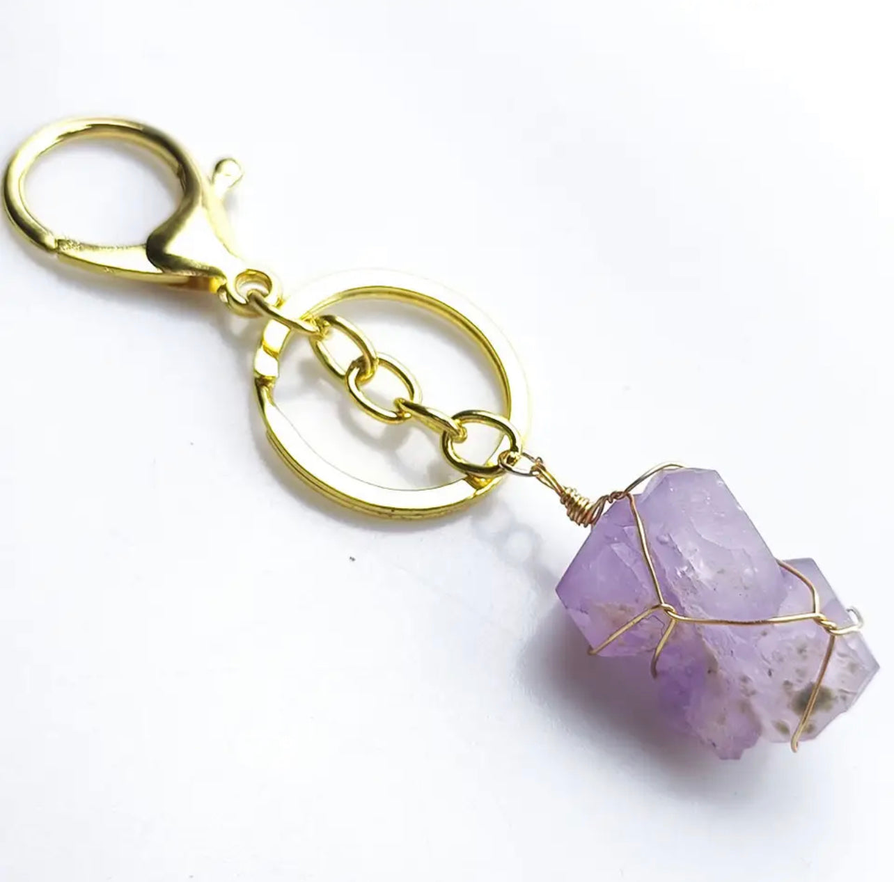 Wire Wrapped Crystal Keychain