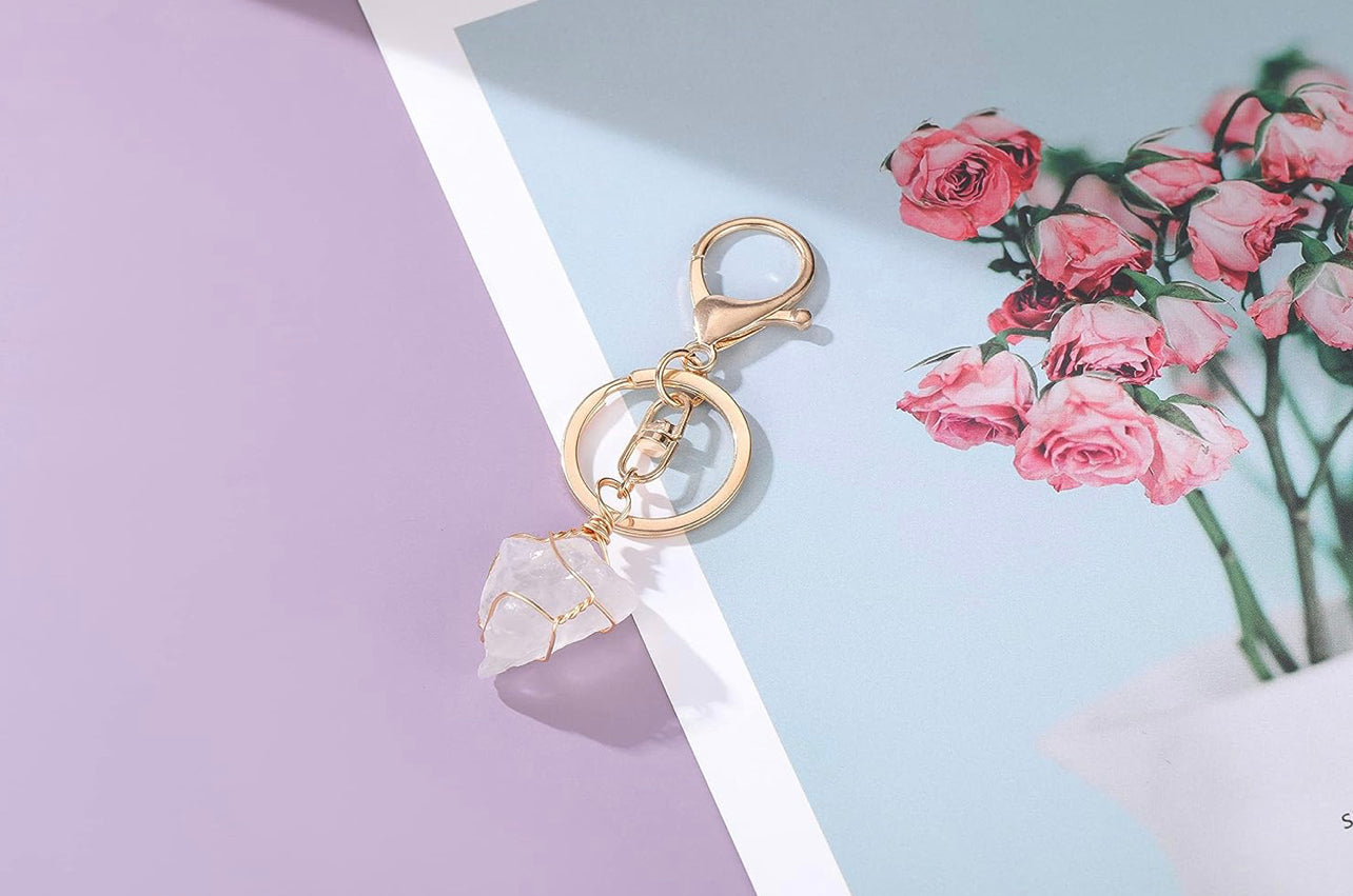 Wire Wrapped Crystal Keychain
