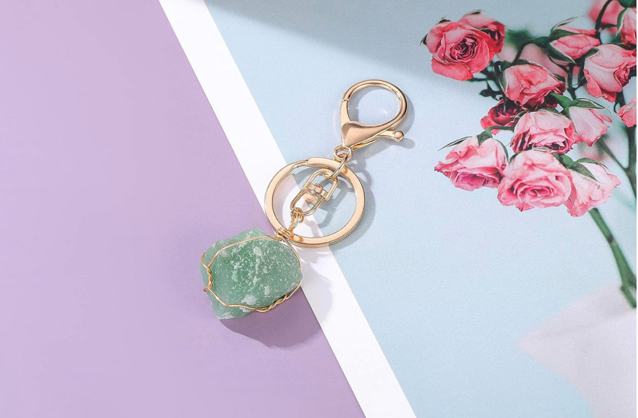 Wire Wrapped Crystal Keychain