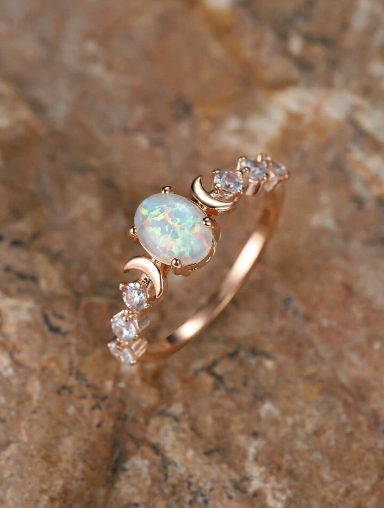 Gold Plated Crescent Moon Ring