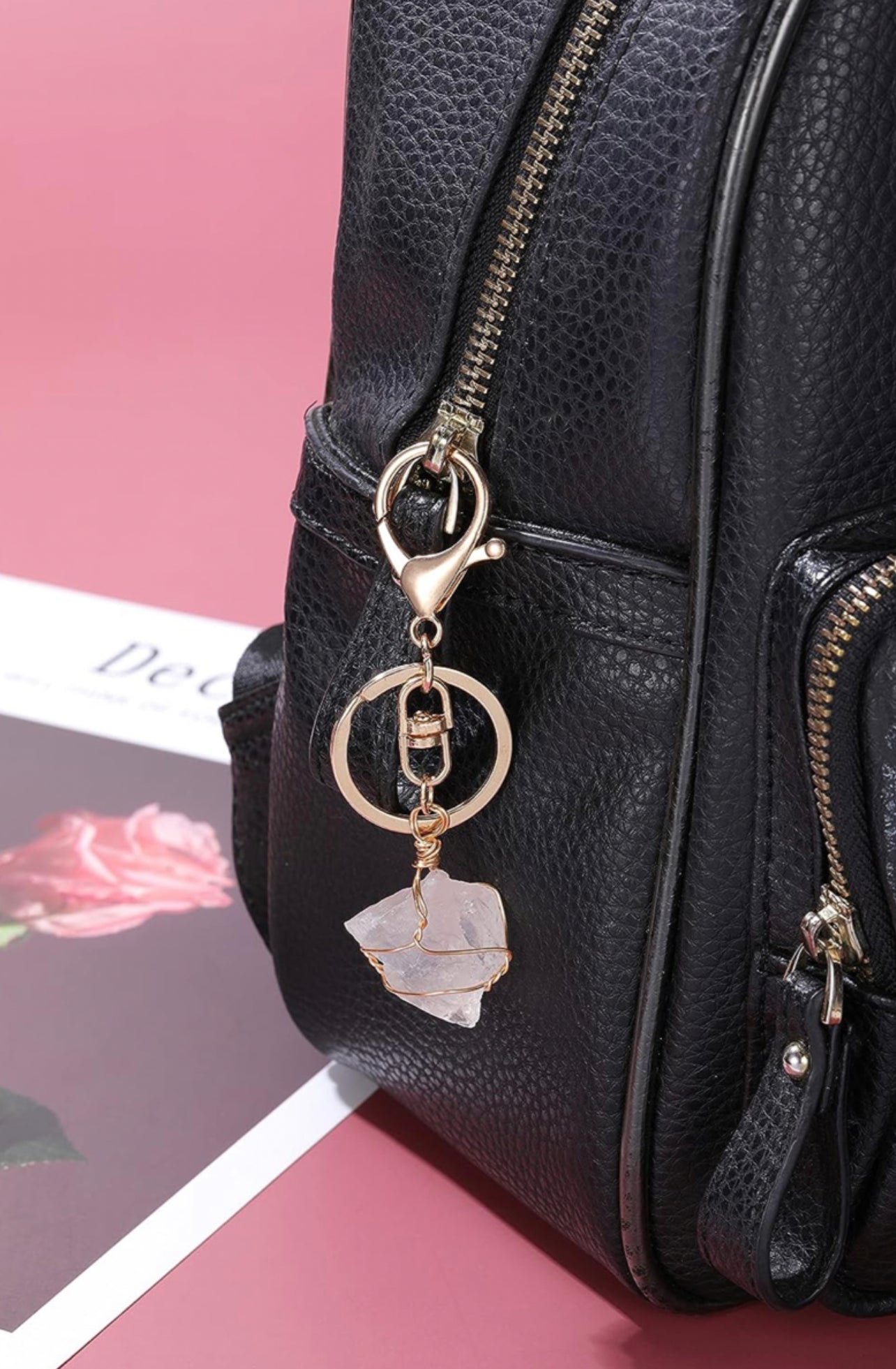 Wire Wrapped Crystal Keychain