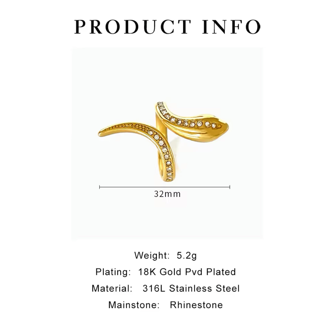 Gold Plated Snake Ring