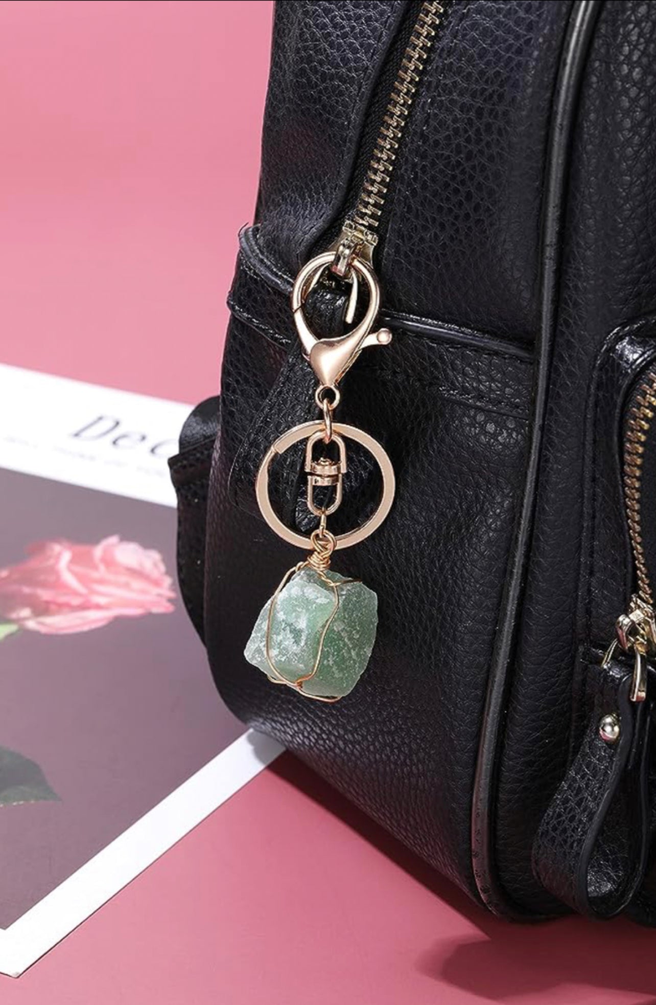 Wire Wrapped Crystal Keychain