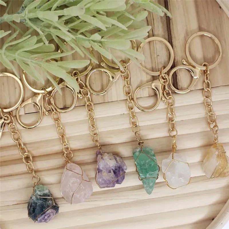 Wire Wrapped Crystal Keychain