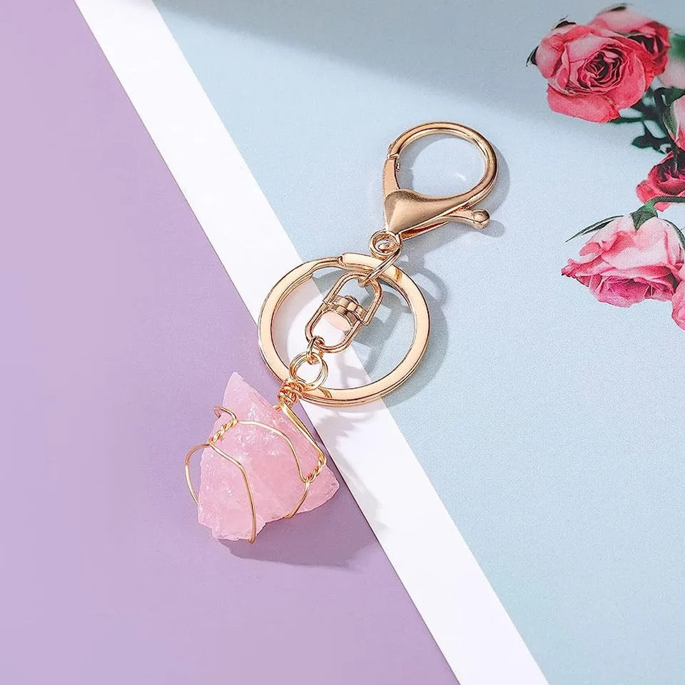 Wire Wrapped Crystal Keychain