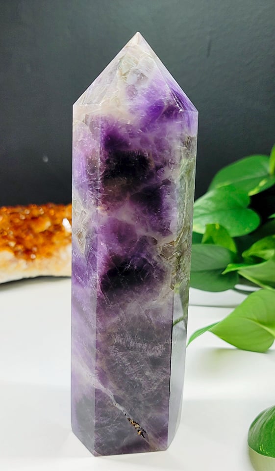 Chevron Amethyst Obelisk - Large 8.5"