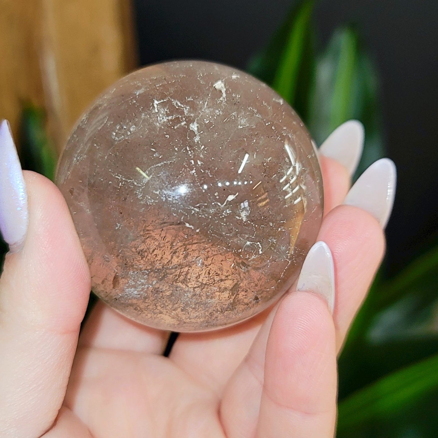Rutilated Smoky Quartz Sphere
