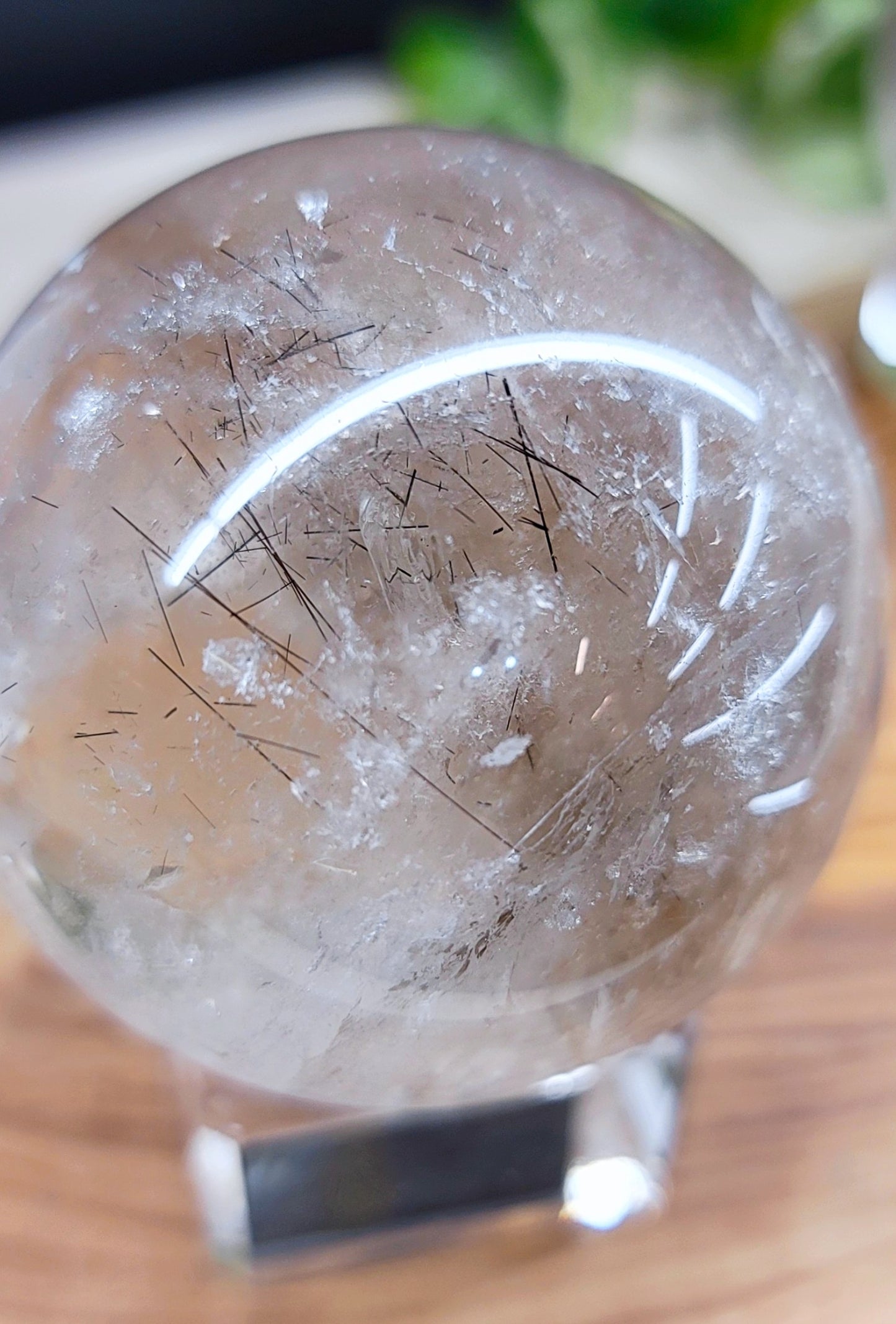 Rutilated Smoky Quartz Sphere