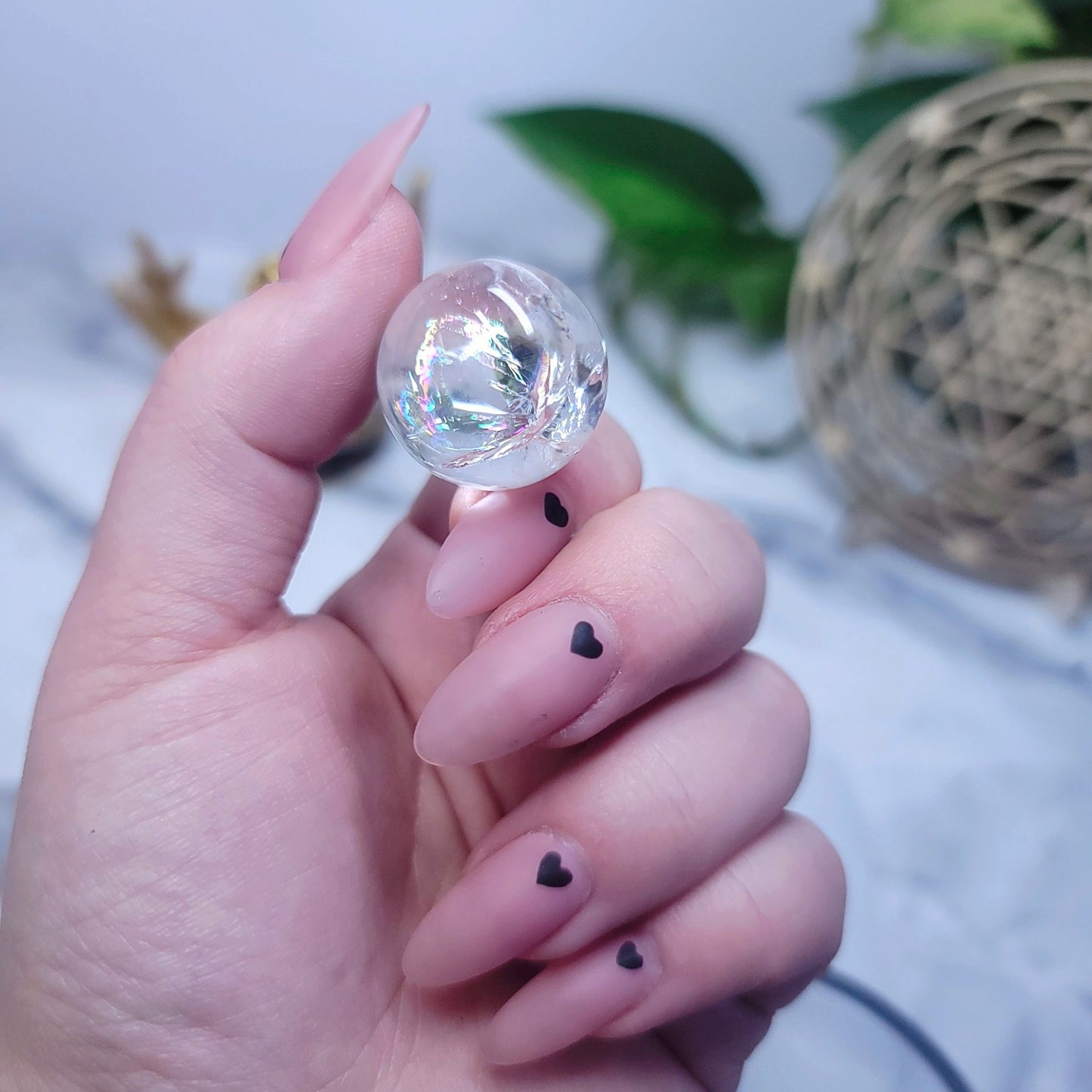 Clear Quartz Mini Sphere with rainbow