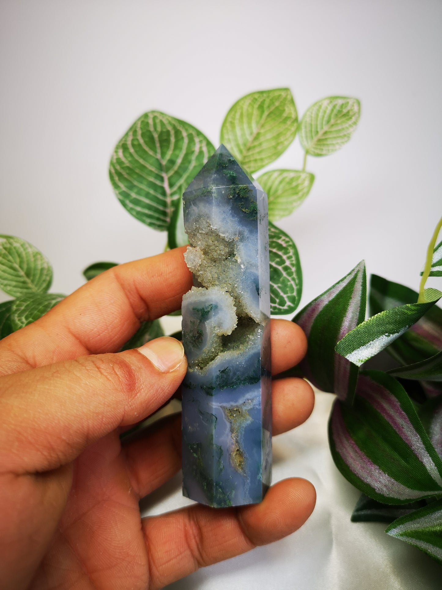 Moss agate druzy 4"