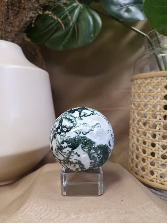 Moss agate sphere