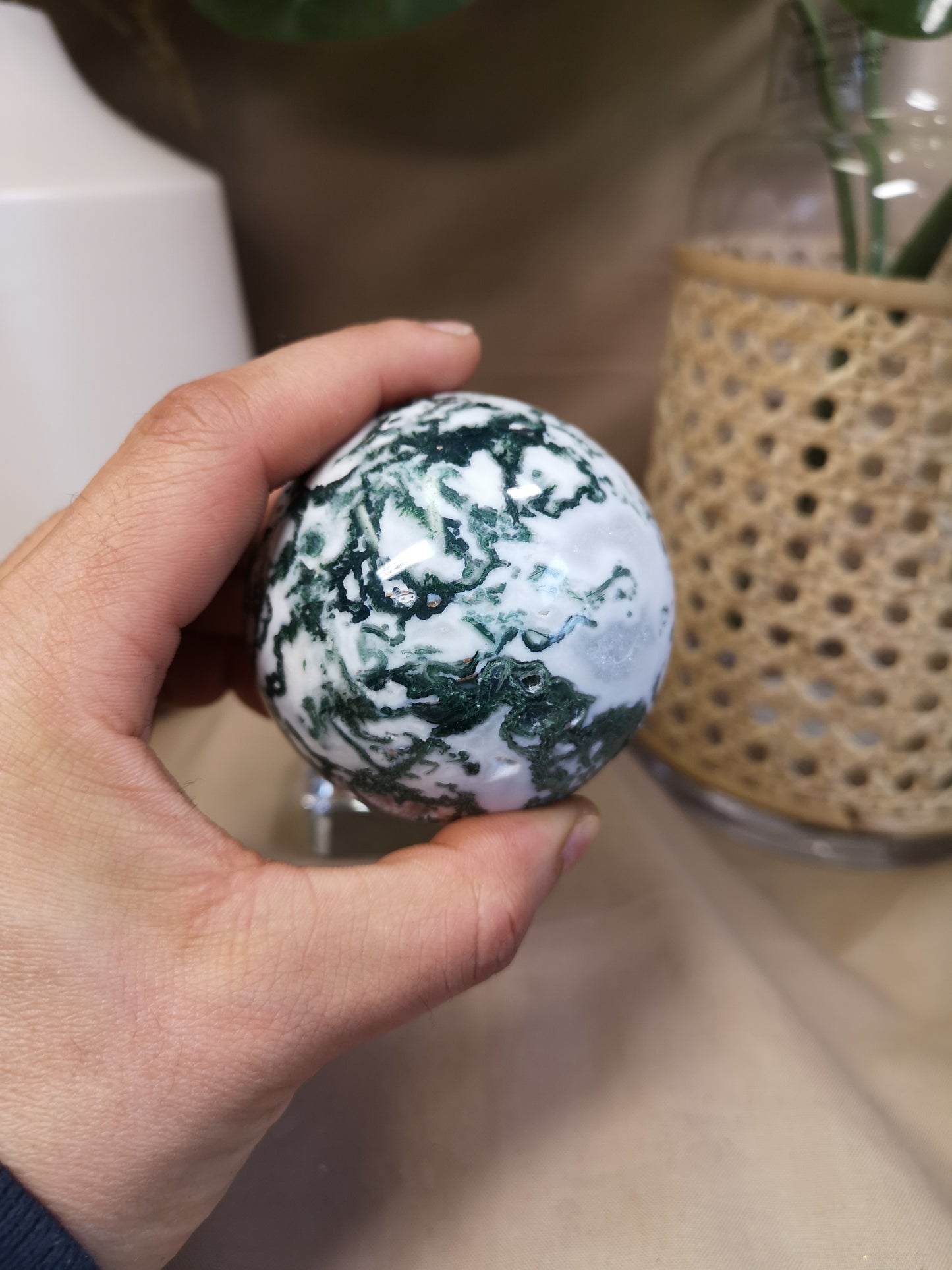 Moss agate sphere