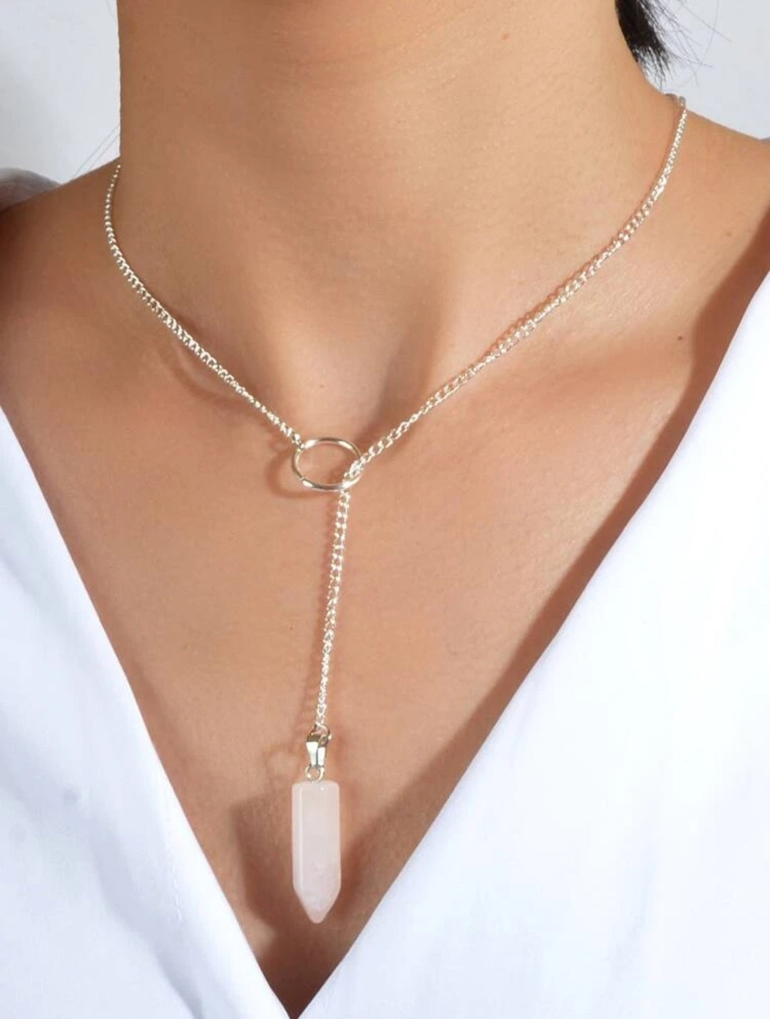 Rose Quartz Drop Necklace