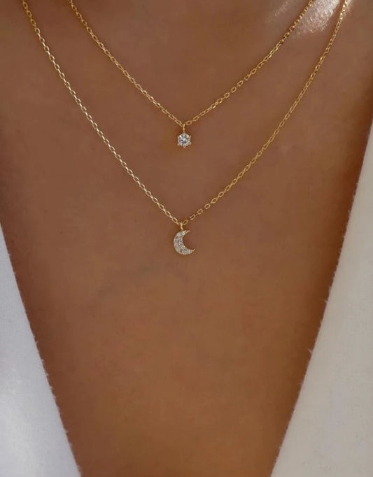 2 layer moon necklace
