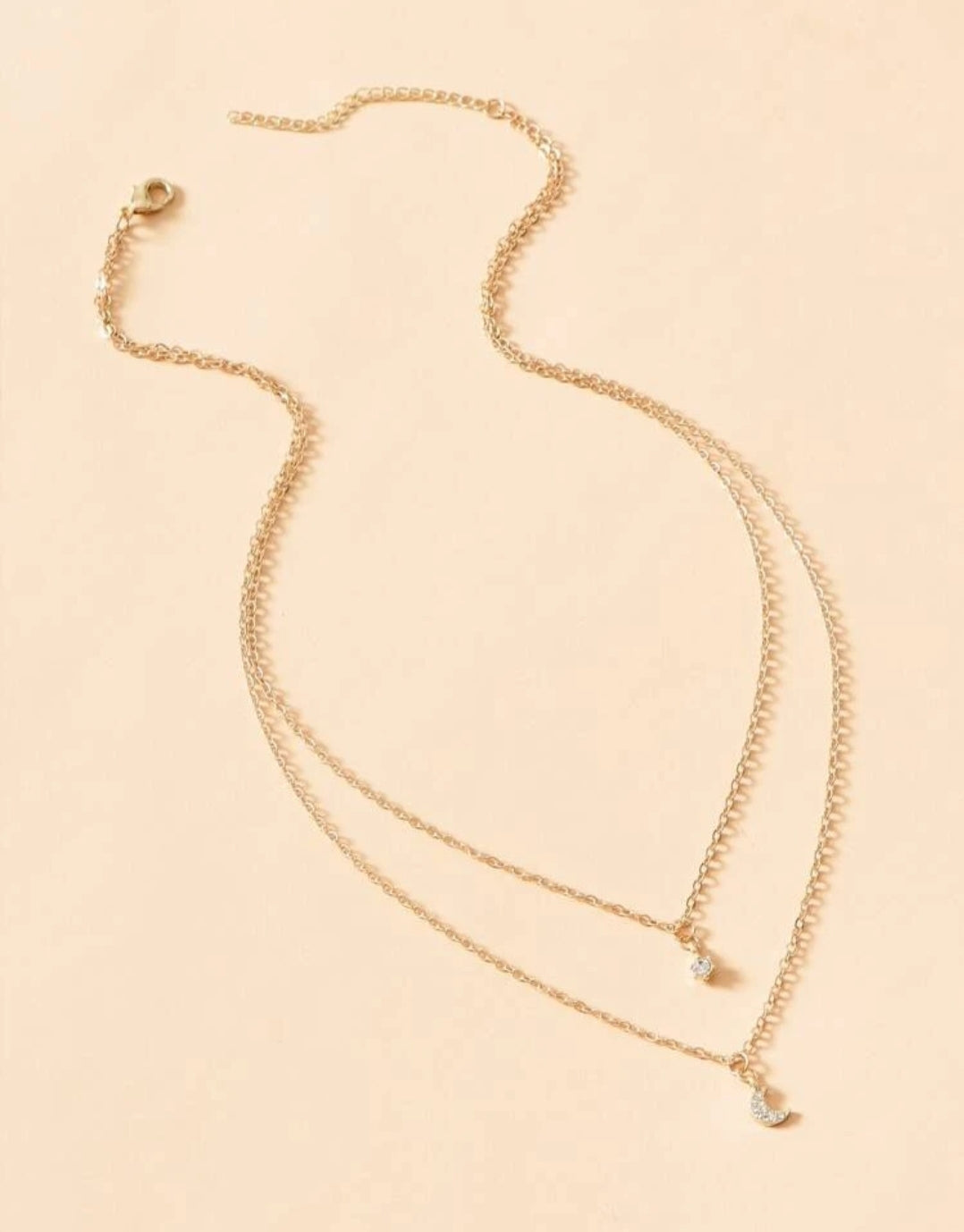 2 layer moon necklace