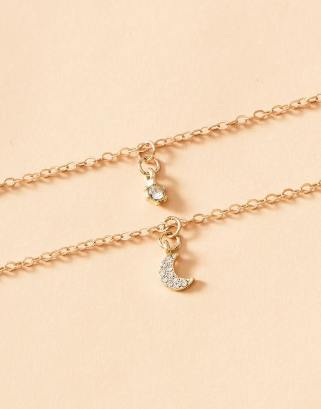 2 layer moon necklace