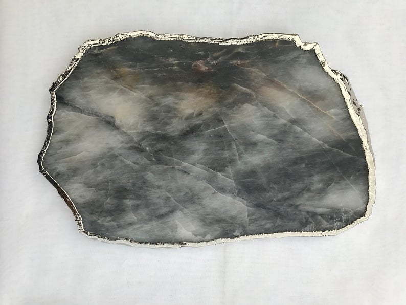 Genuine Smoky Quartz Cheese Board / Serving Tray