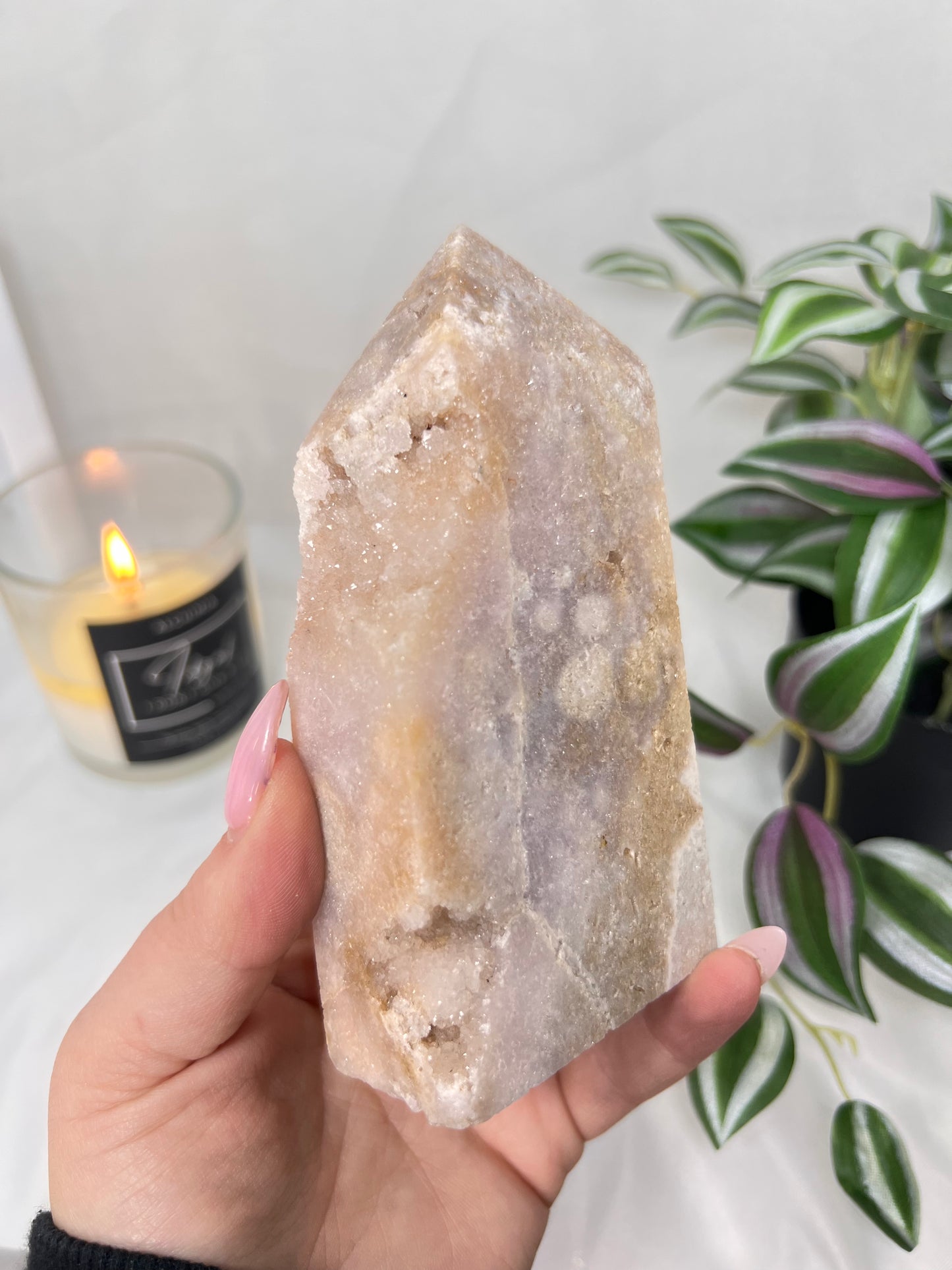 Pink Amethyst half polished 5"