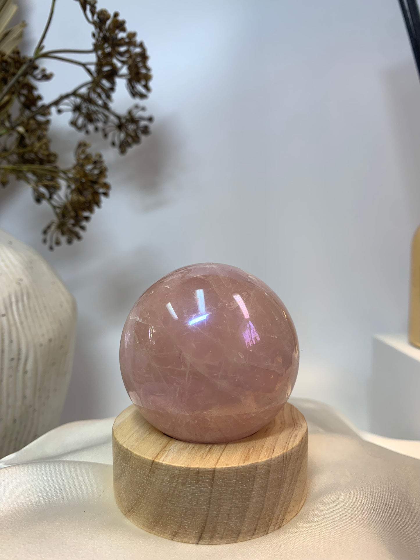 Rose aura quartz sphere *RARE*
