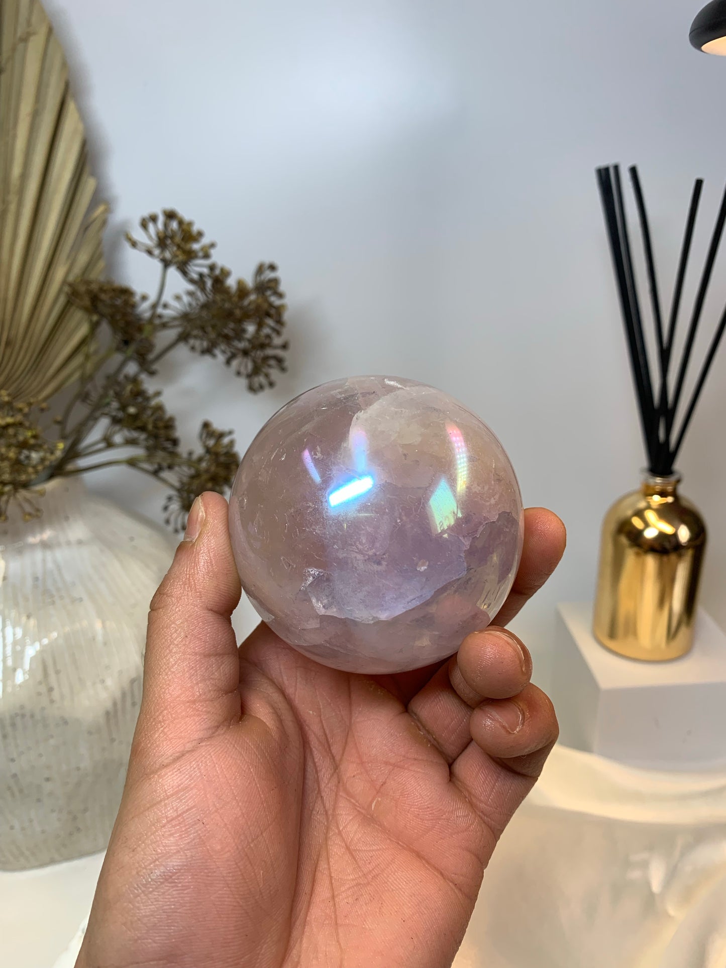 Rose aura quartz sphere *RARE*