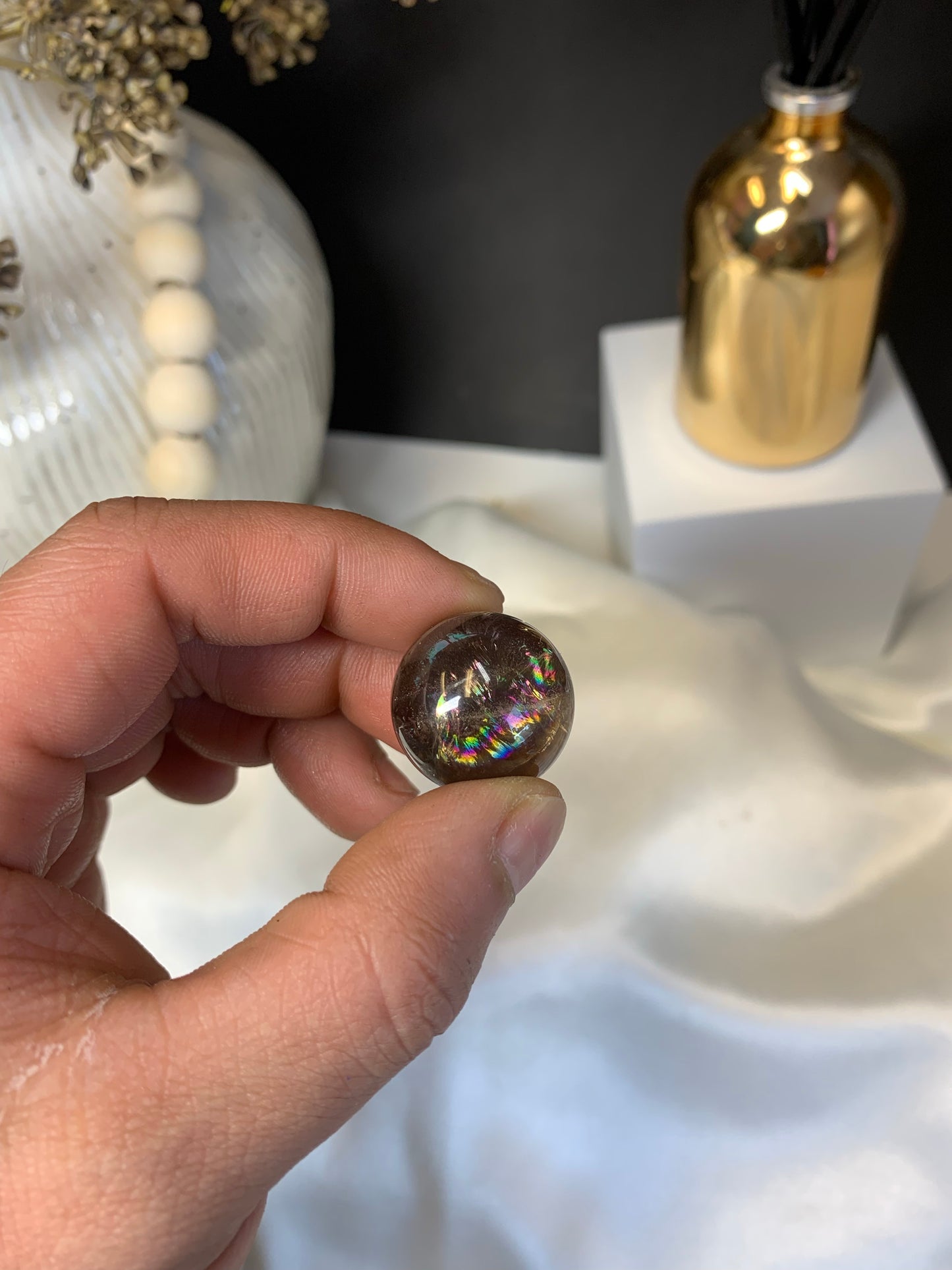 Rainbow Smoky quartz sphere