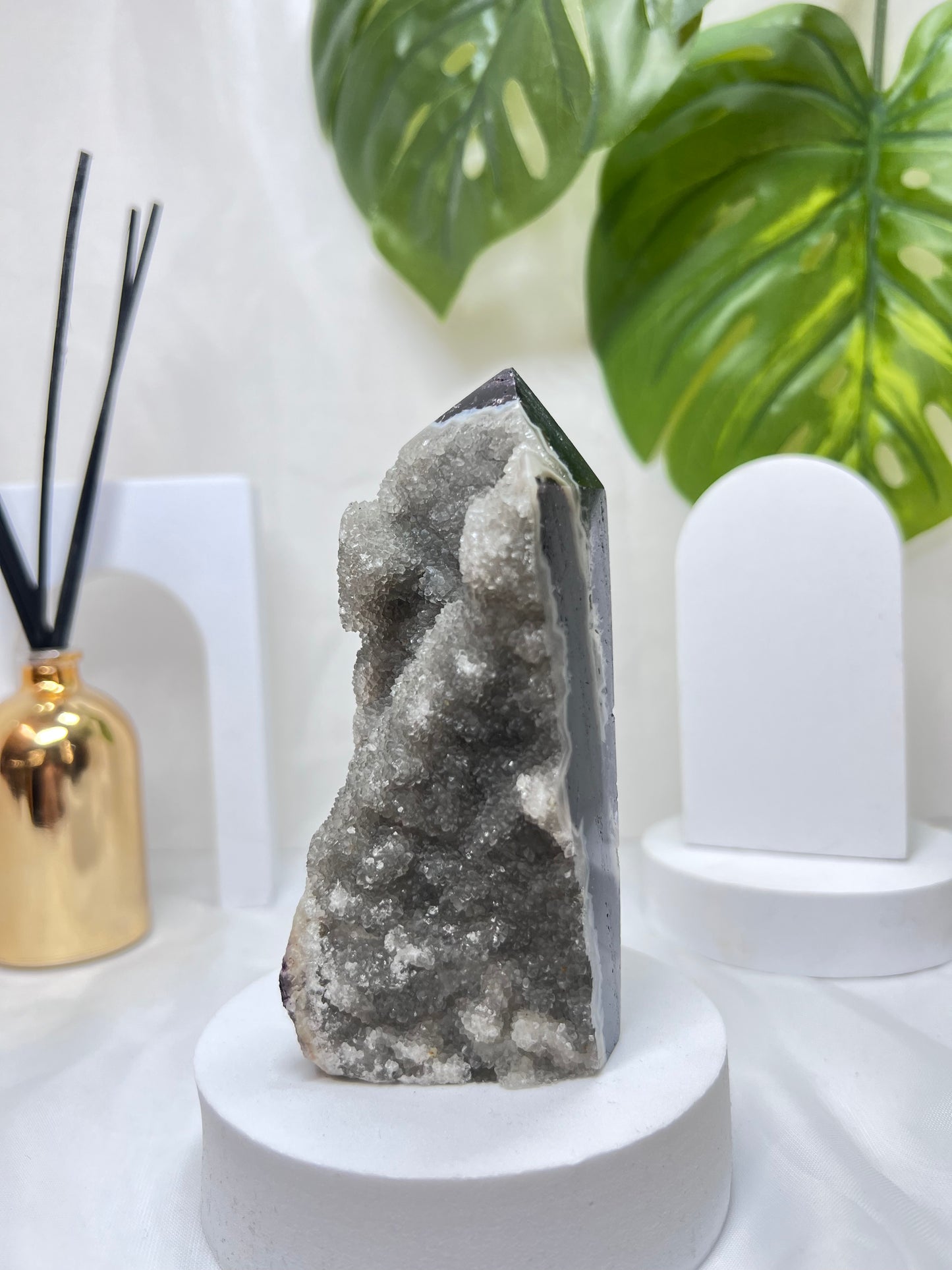 Purple Fluorite with Druzy Sphalerite Tower *RARE*