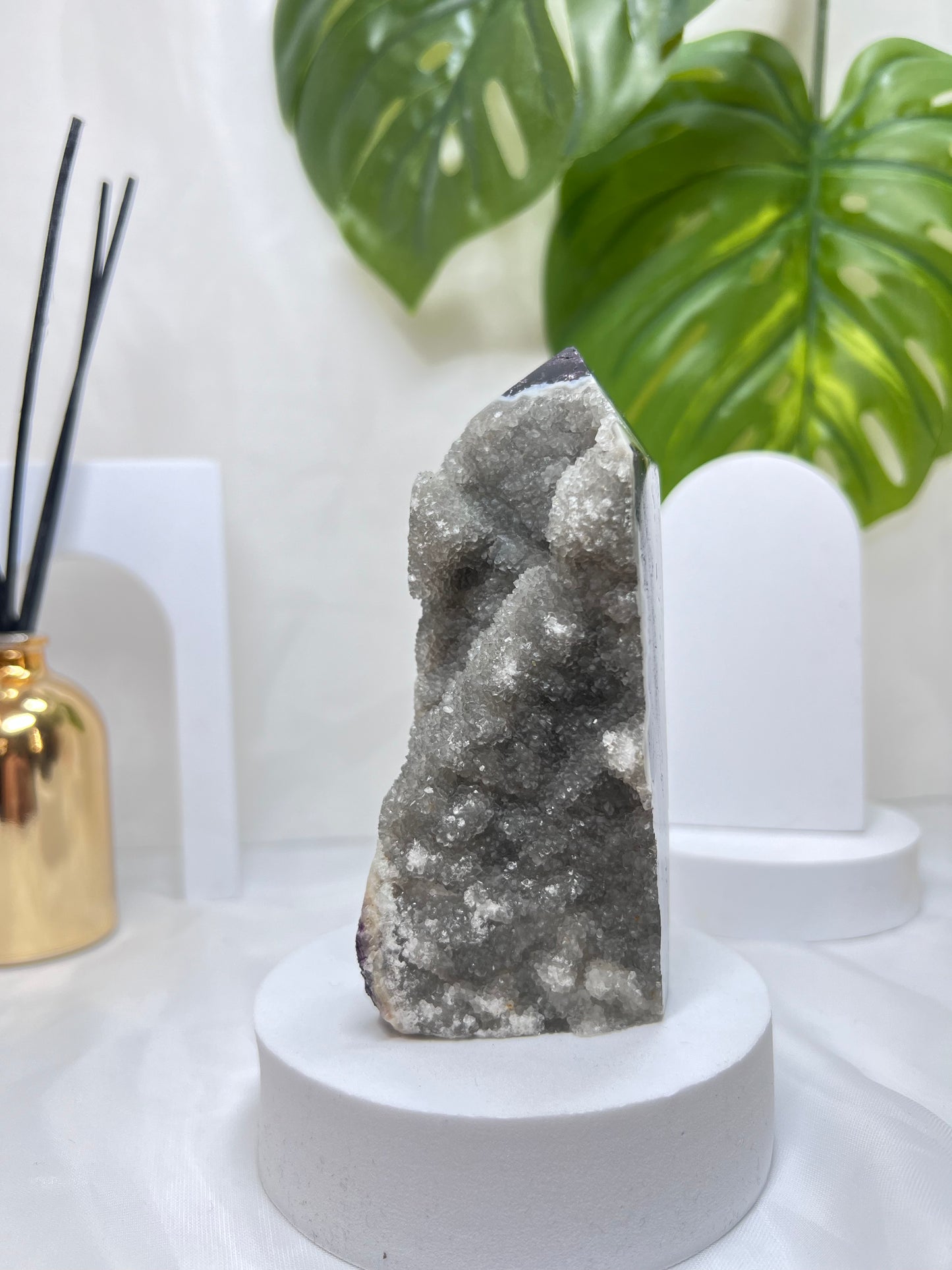 Purple Fluorite with Druzy Sphalerite Tower *RARE*