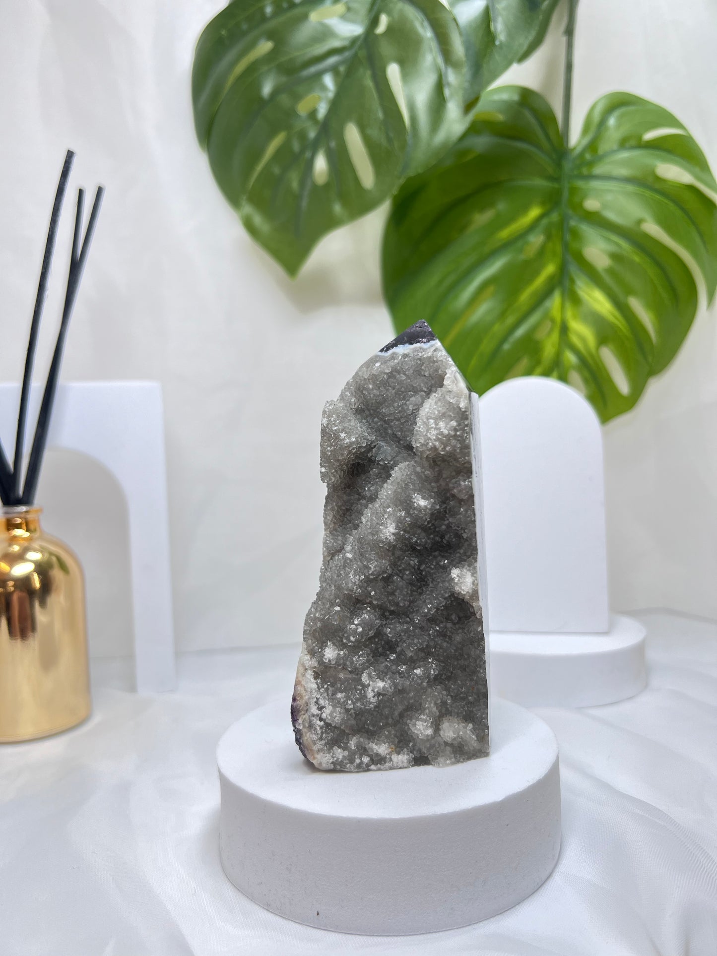 Purple Fluorite with Druzy Sphalerite Tower *RARE*