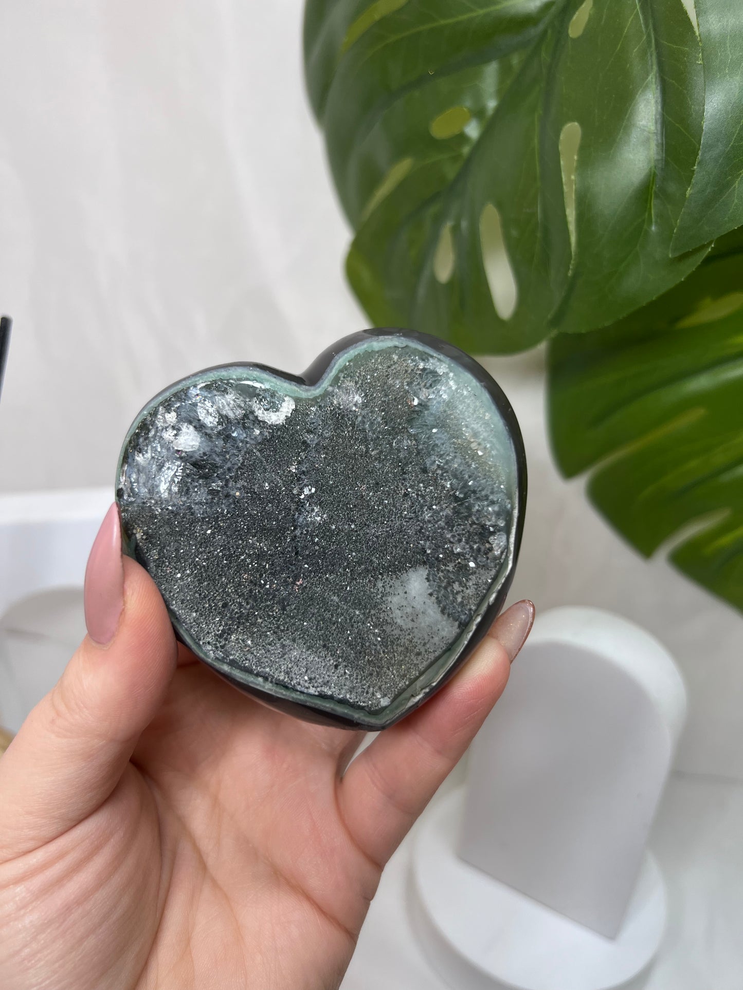 Amethyst Agate Heart with Sugar Druzy