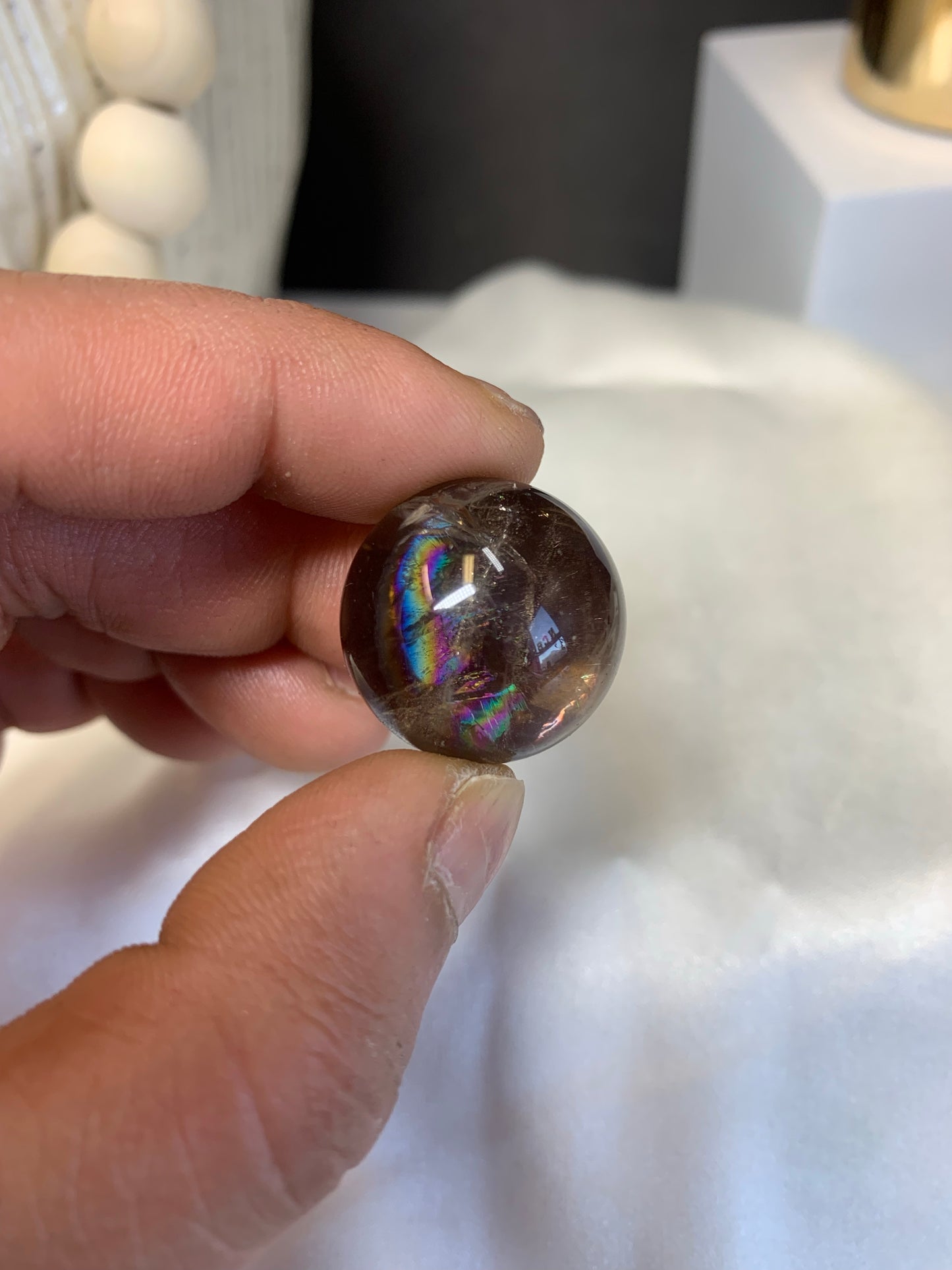 Rainbow Smoky quartz sphere