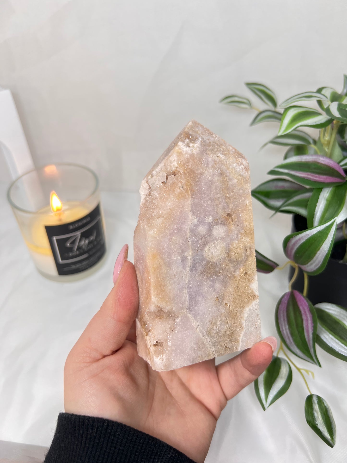 Pink Amethyst half polished 5"