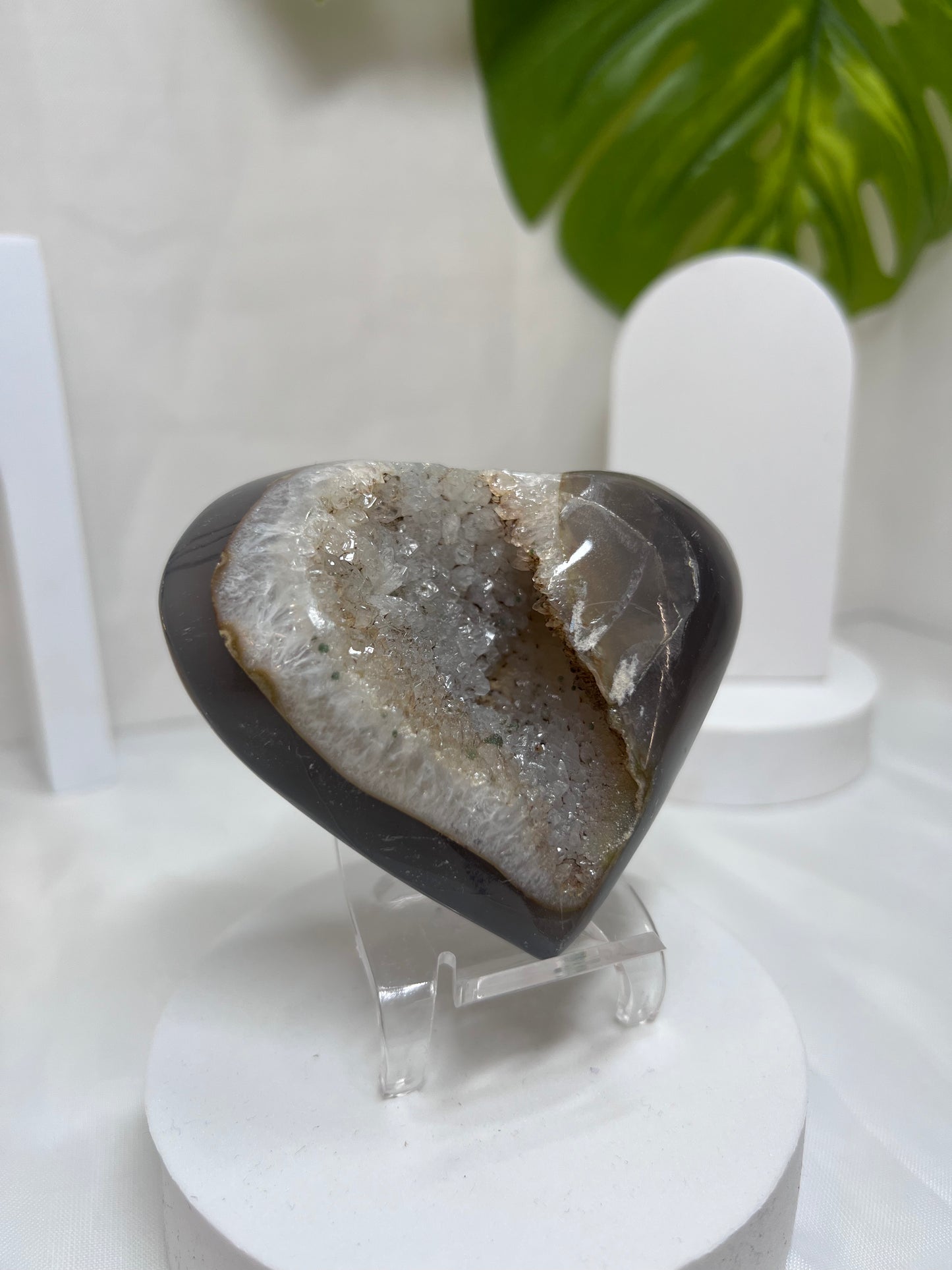 Amethyst Agate Heart with Sugar Druzy