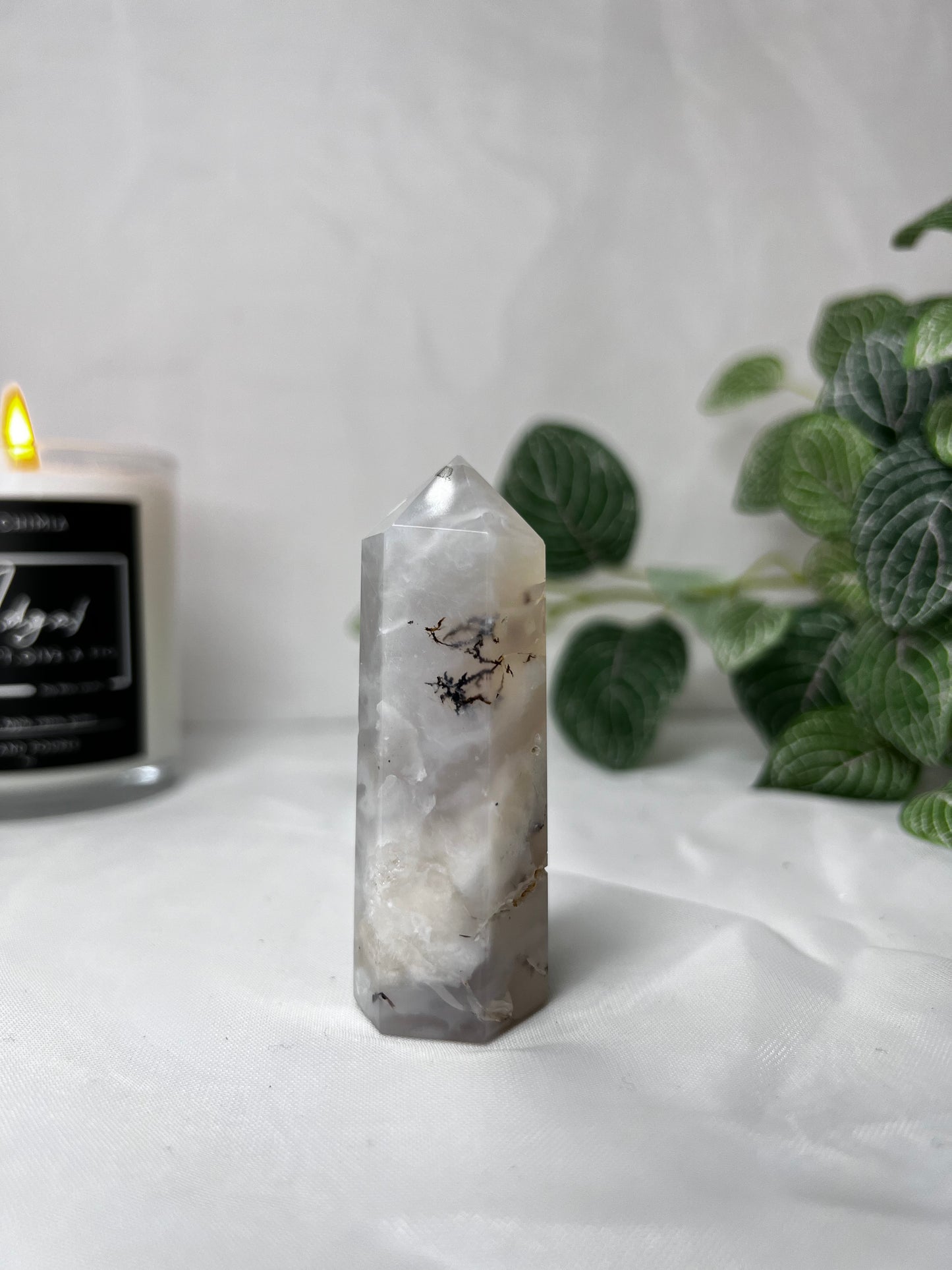 White Dendritic Agate