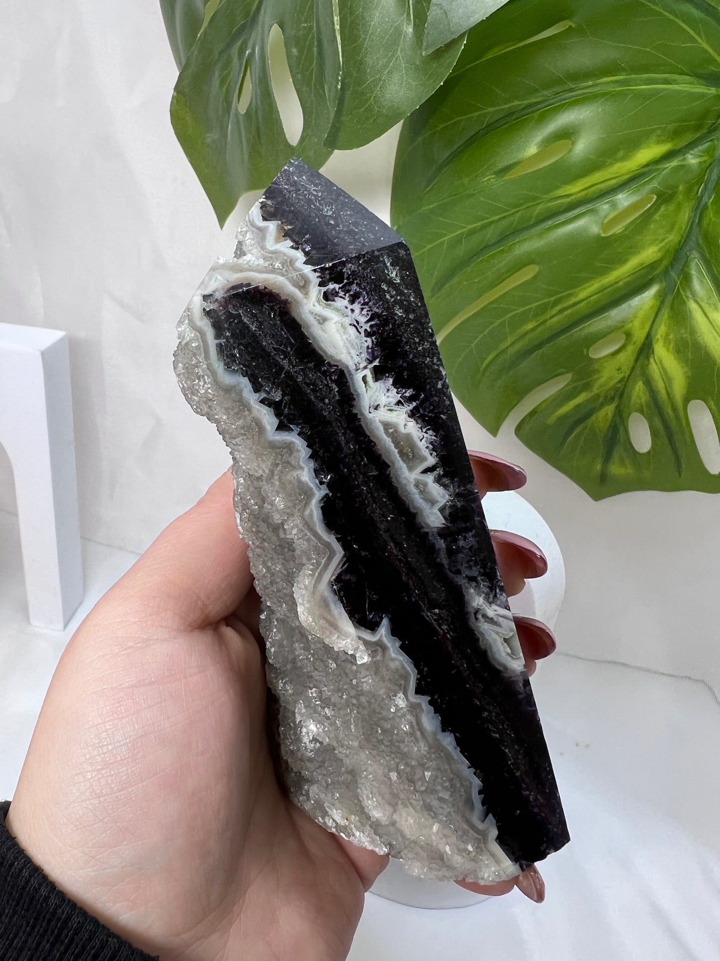 Purple Fluorite with Druzy Sphalerite Tower *RARE*