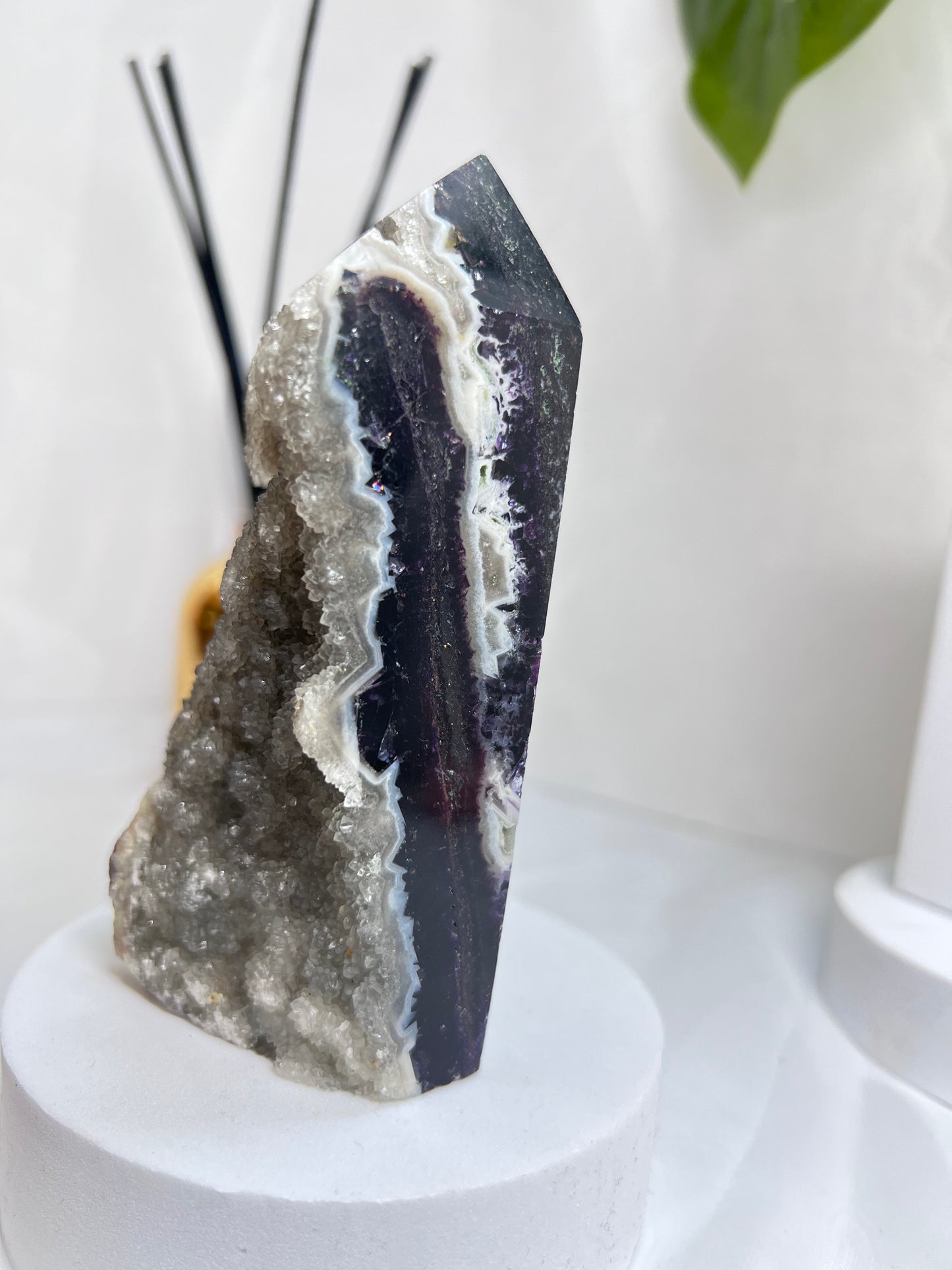 Purple Fluorite with Druzy Sphalerite Tower *RARE*