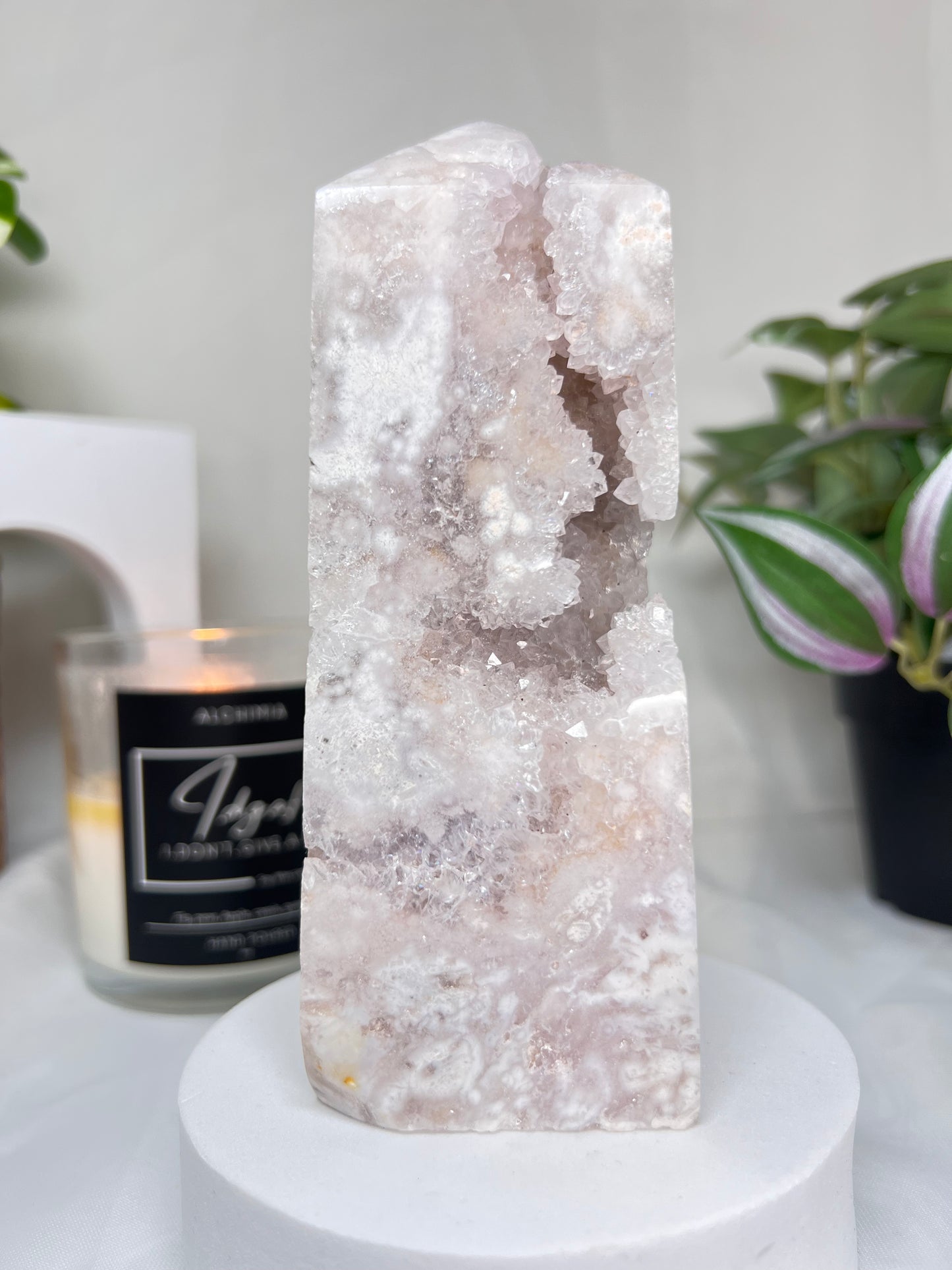 RARE Flower Agate Amethyst druzy tower