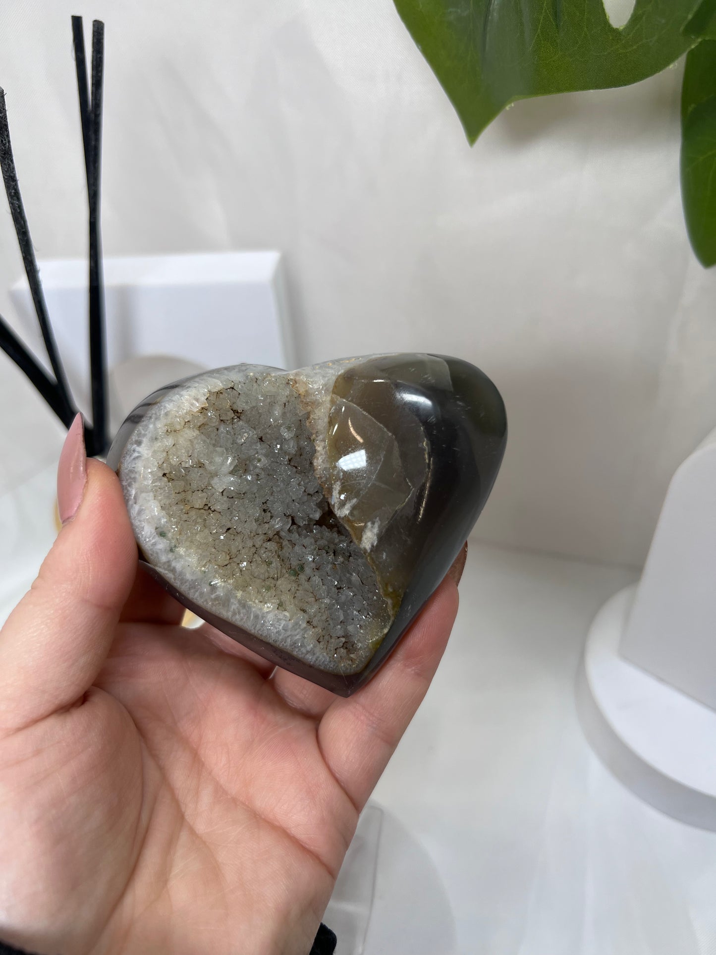 Amethyst Agate Heart with Sugar Druzy