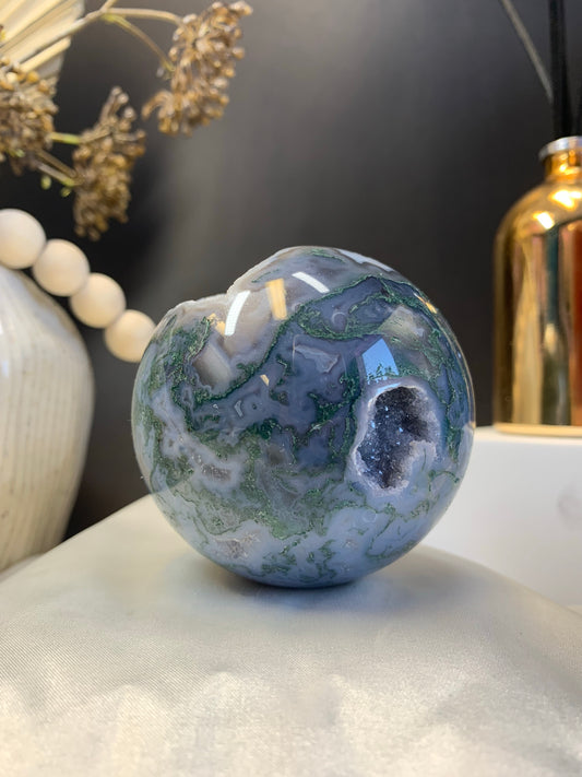 Moss agate sphere AAA grade *RARE*