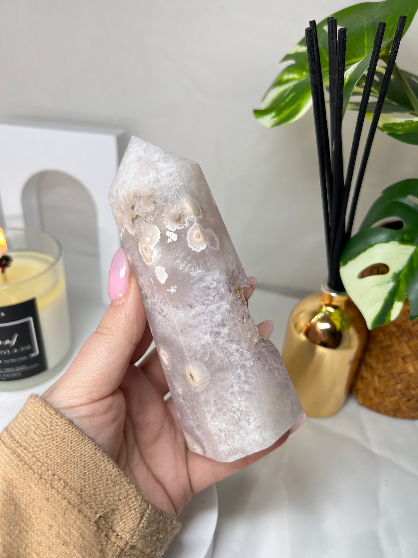 Amethyst Flower Agate Point
