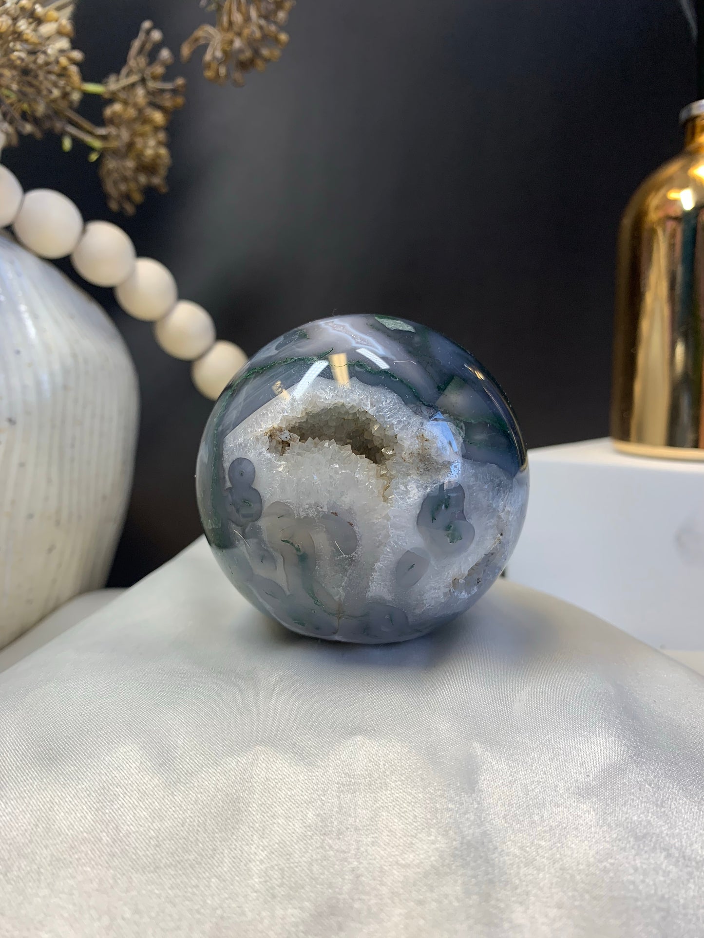 Moss agate sphere AAA grade *RARE*